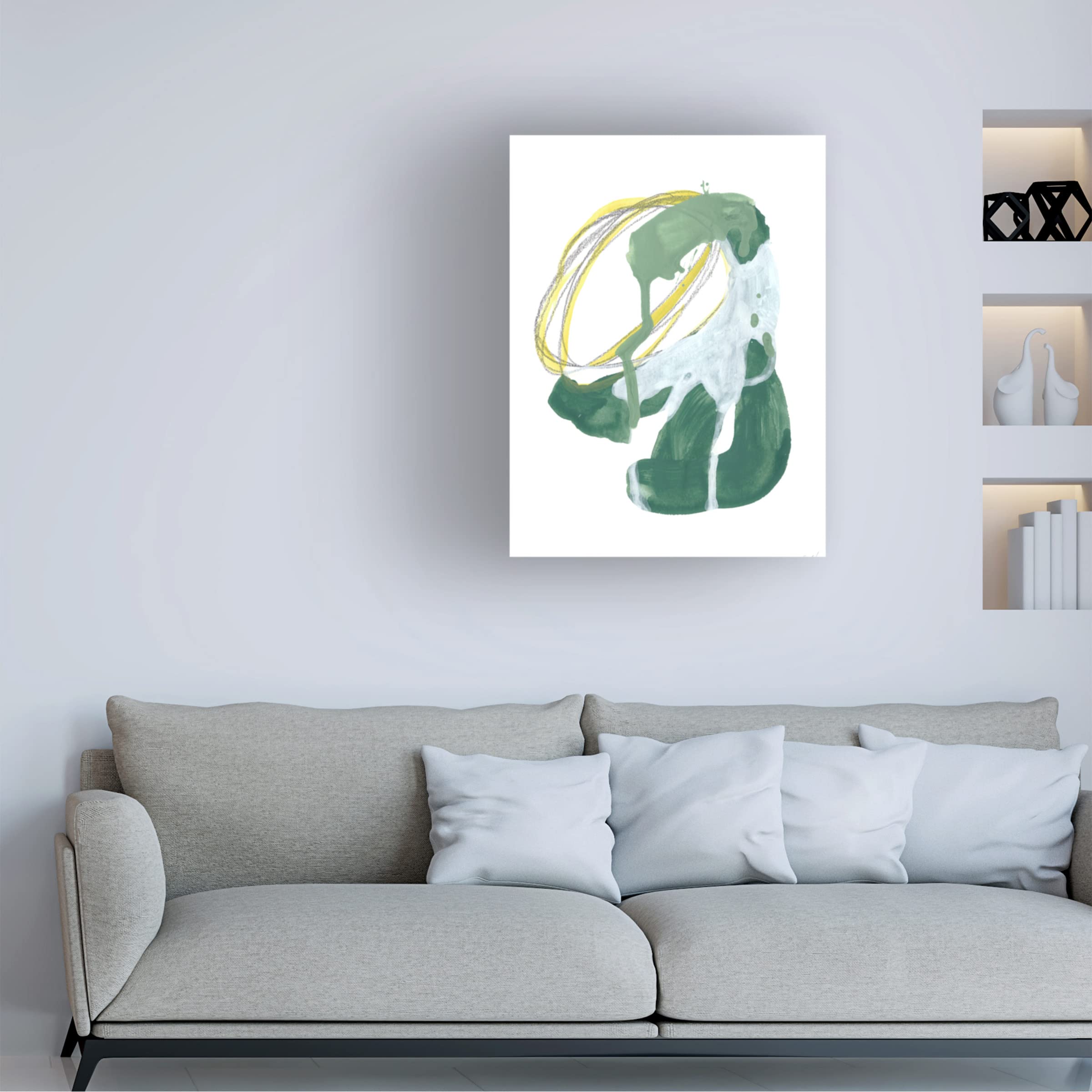 Green Discus II Canvas Art Print by June Erica Vess - Modern Abstract Wall Decor for Living Room, Bedroom & Office - Trademark Fine Art Collection