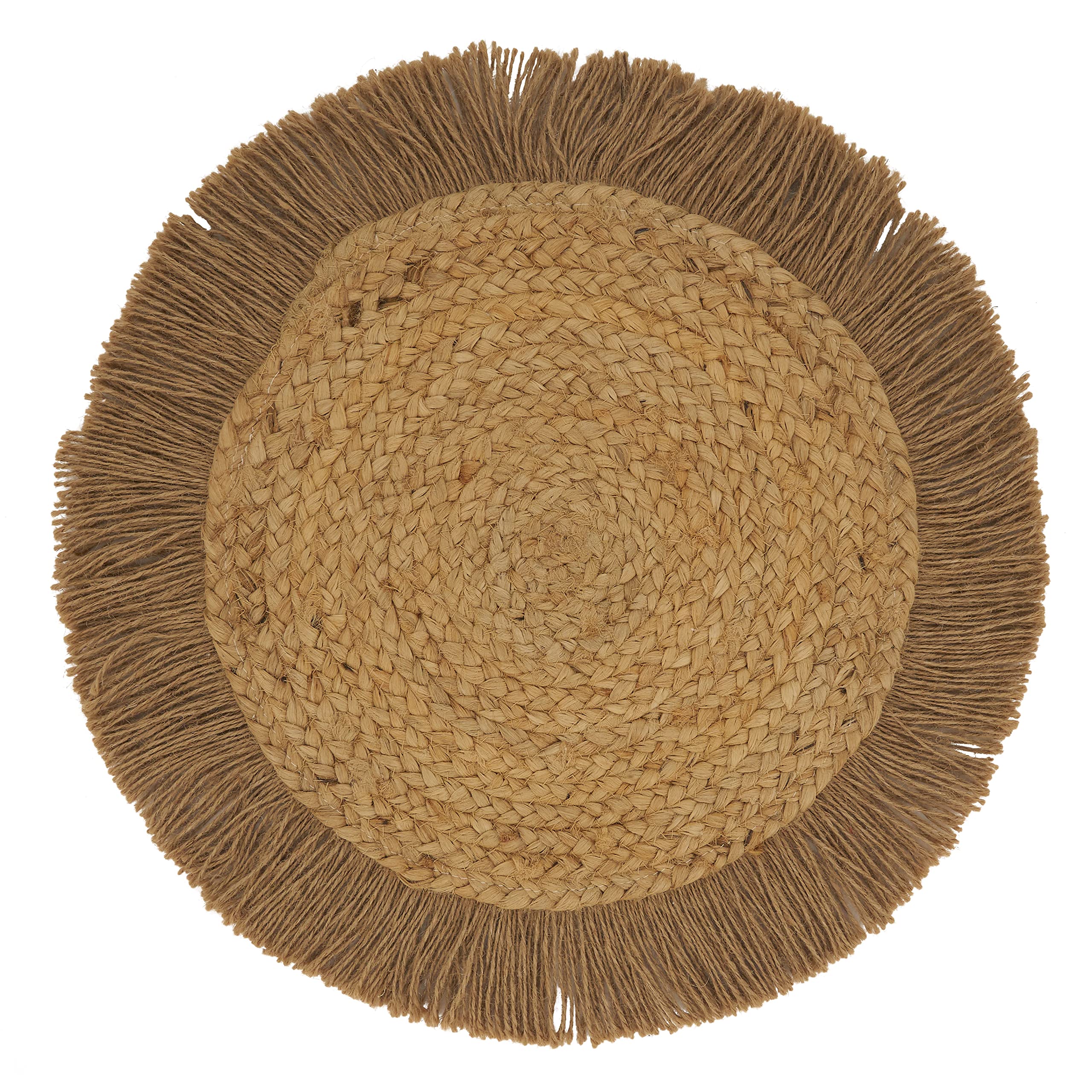 Eco-Friendly Jute Fringe Placemats Set of 4 - Natural Woven Table Mats for Dining, Kitchen, and Home Decor | Perfect for Boho, Farmhouse, and Rustic Style Tables