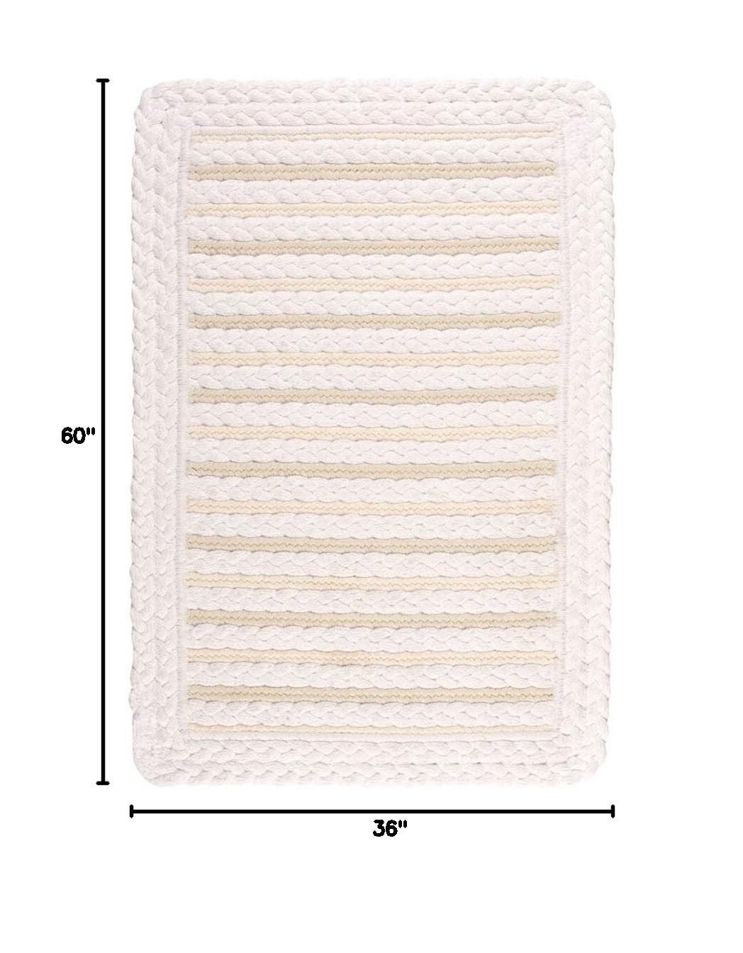Boathouse Braided Cross Sewn Area Rug - 3' x 5' - Alabaster White - Non-Slip Living Room Rug for Home Decor, Bedroom, Dorm & Office