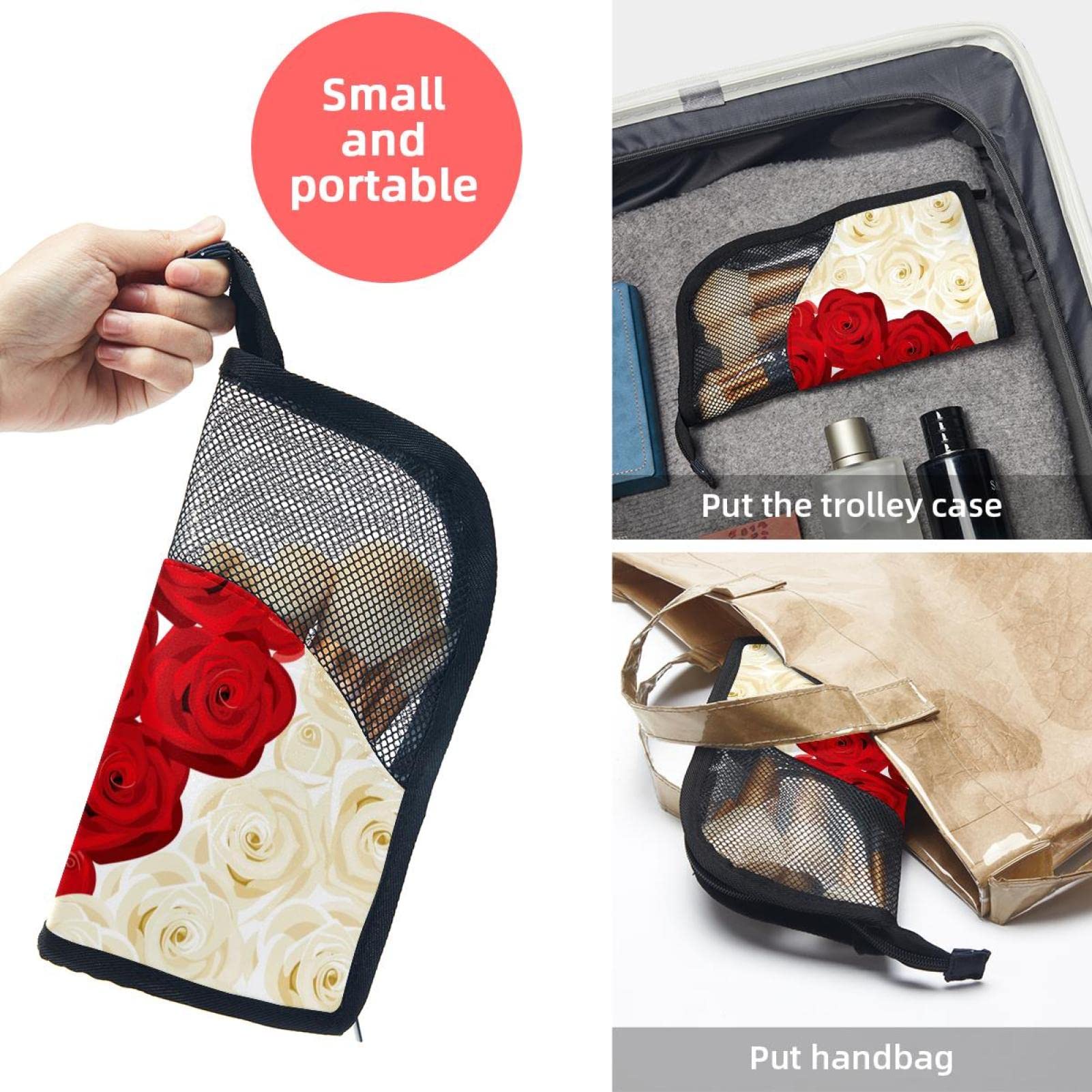 12-Piece Makeup Brush Organizer Bag with Heart & Floral Design - Portable Cosmetic Brush Holder Case for Travel, Home Vanity & Professional Makeup Artists