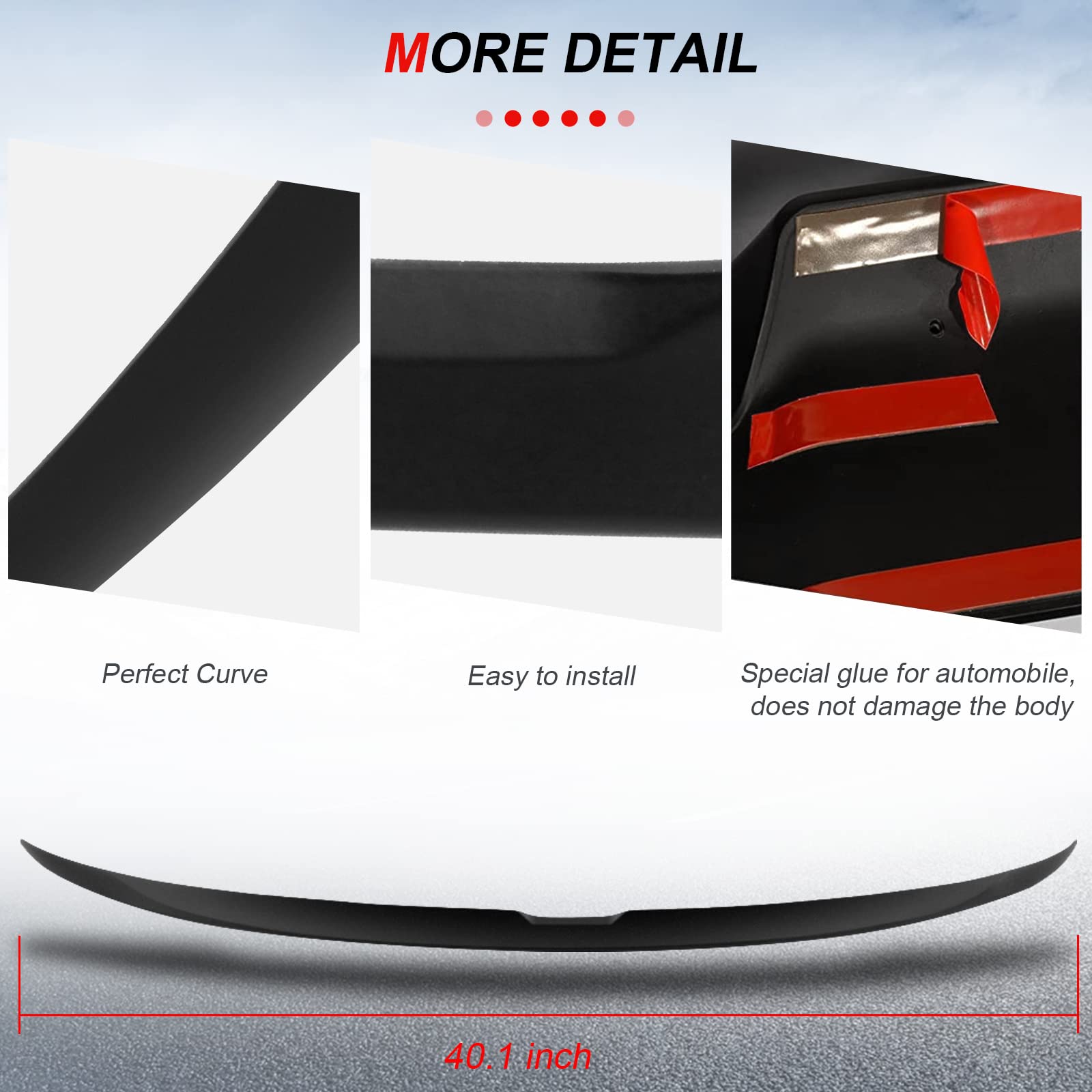 CCiyu Black ABS Rear Spoiler Wing for 2013-2016 Honda Accord - Stylish Trunk Spoiler Accessory - Enhances Aerodynamics & Sporty Look for Street Racing & Car Shows