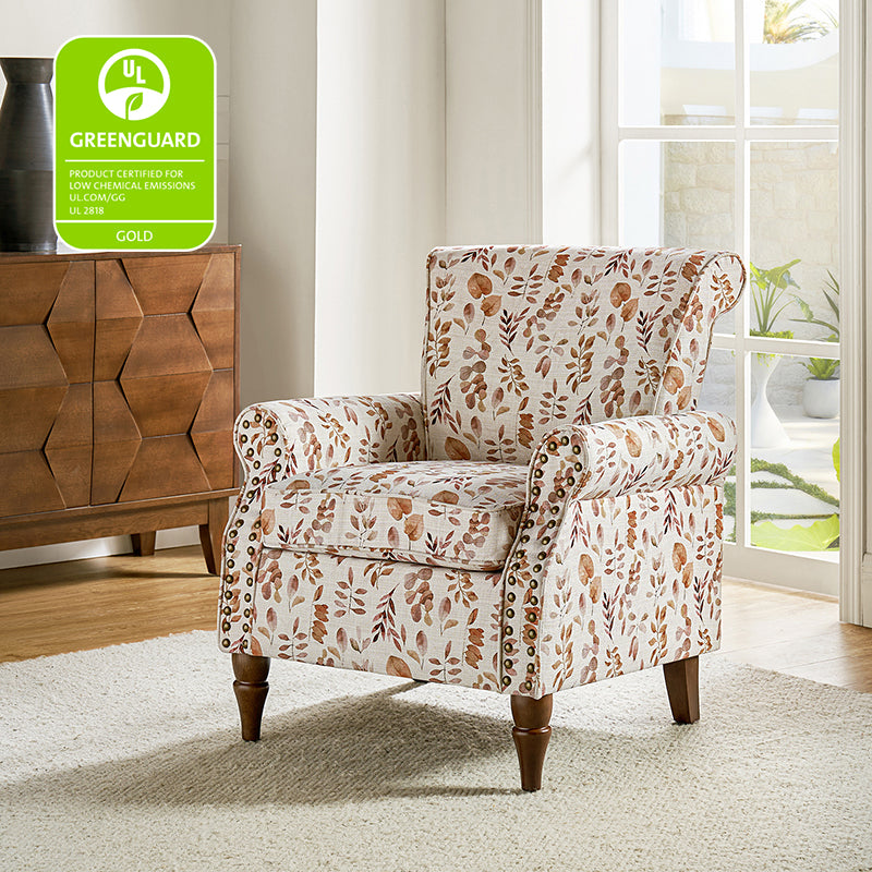 Artemisa Modern Floral Pattern Upholstered Armchair - Comfortable Living Room Accent Chair for Home Office & Lounge Decor