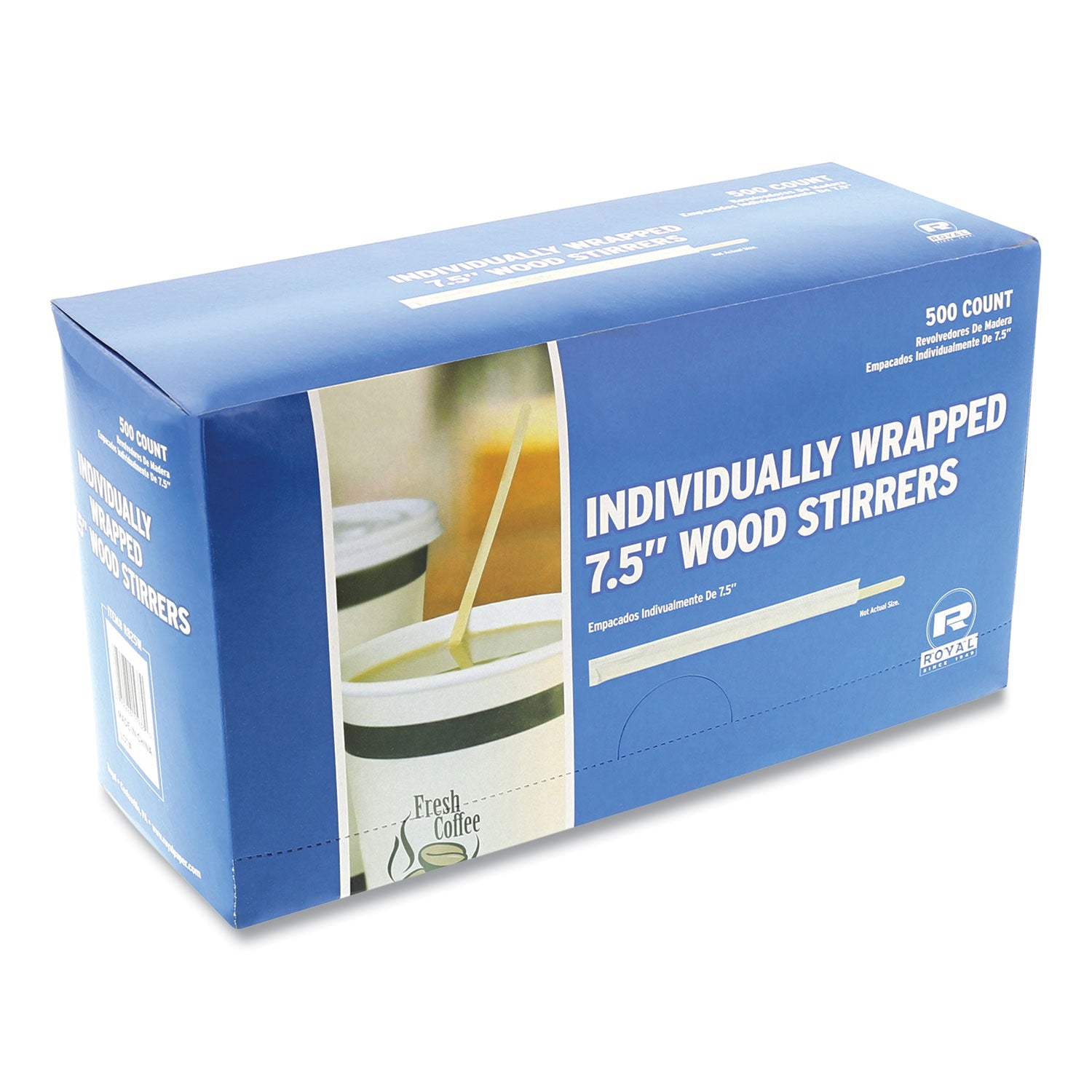 AmerCareRoyal® 7.5 Inch Wooden Coffee Stirrers - 5,000 Count Bulk Pack of Individually Wrapped Stir Sticks for Coffee, Tea, Hot Drinks - Perfect for Cafes, Offices, Restaurants and Home Use
