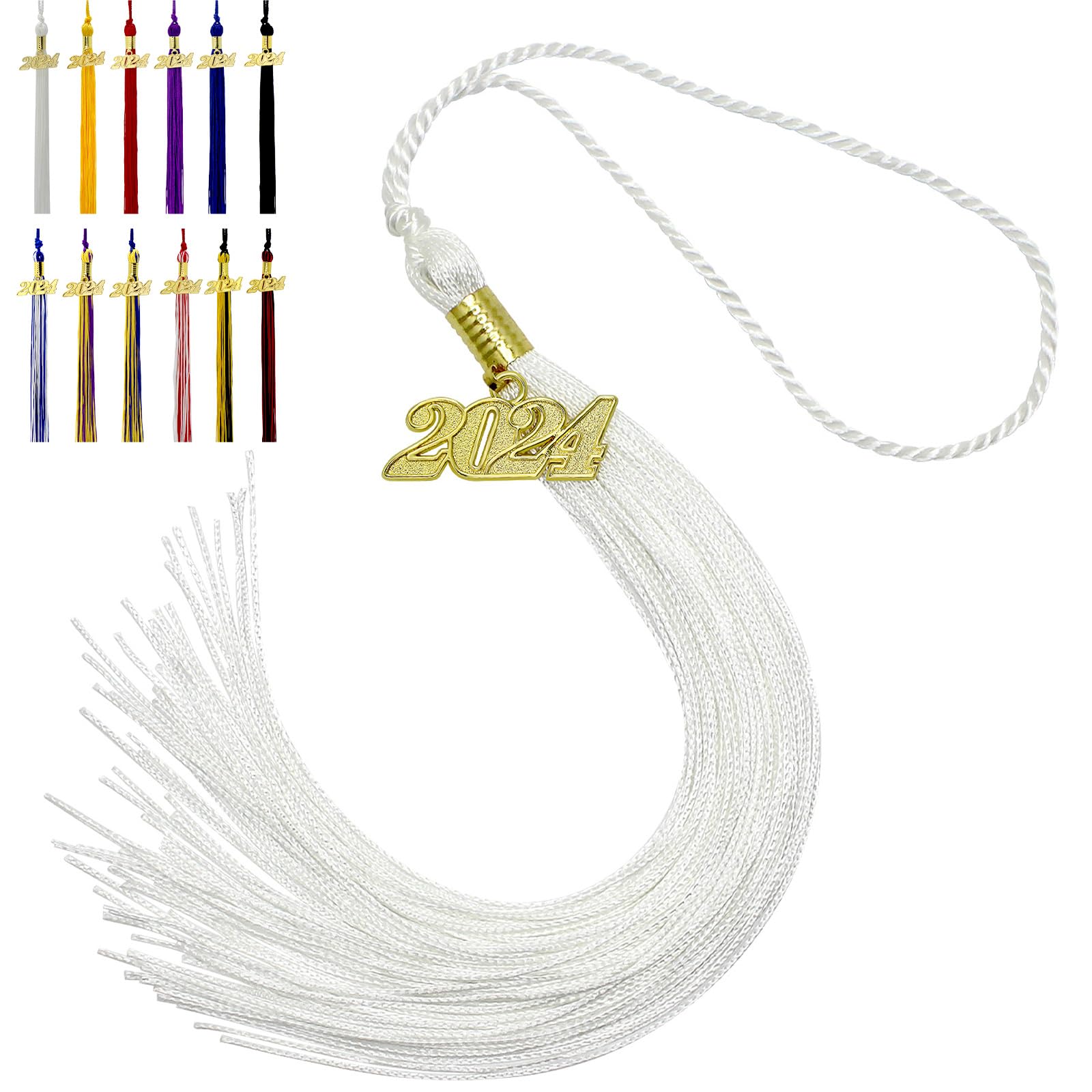 2024 Graduation Tassel Set - White Cap Tassels with 2024 Year Charm for High School & College Graduation Ceremonies, Commencement Decorations and Graduation Party Supplies - Perfect for Photo Props and Celebration Events