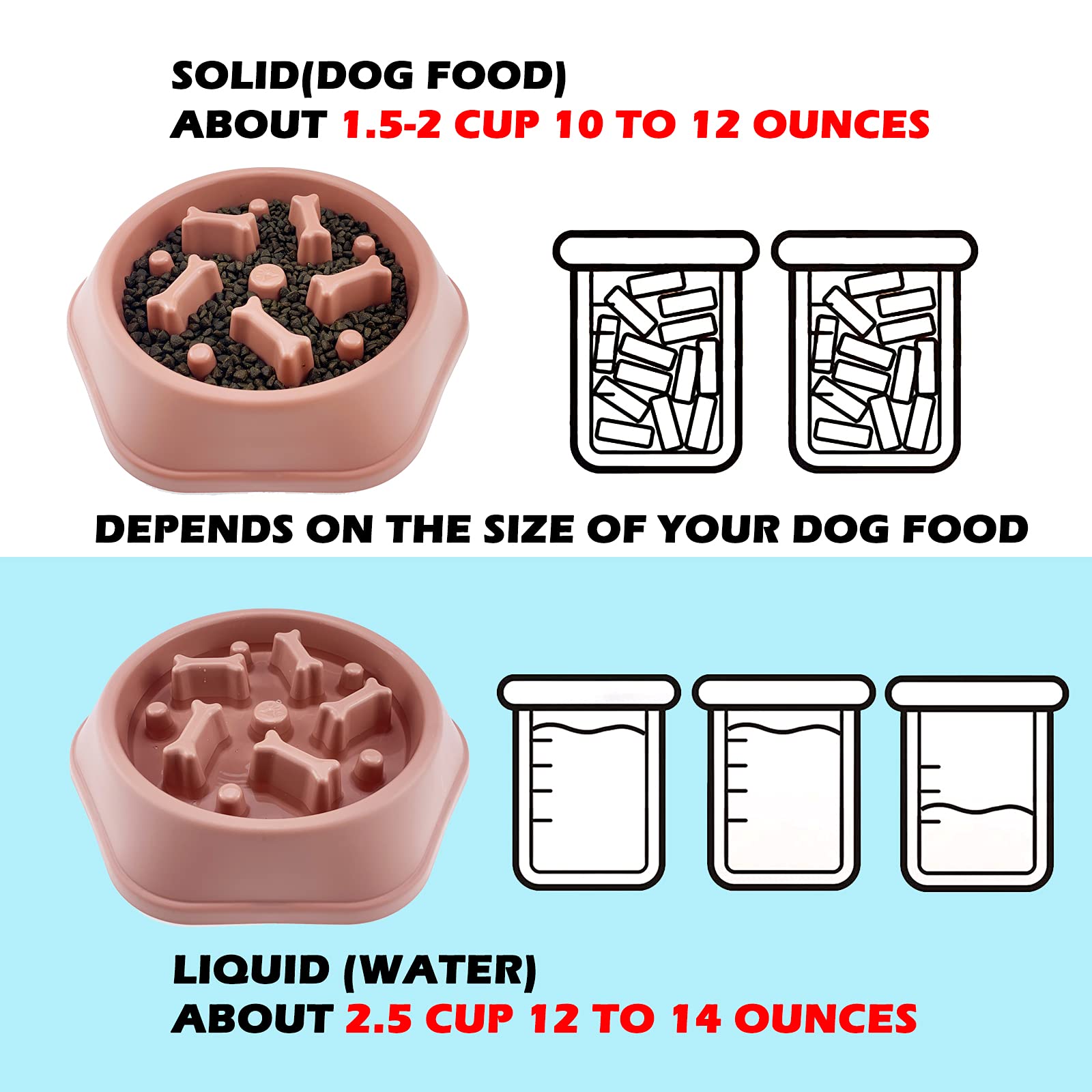 CAISHOW Slow Feeder Dog Bowl - Anti-Gulping Healthy Eating Interactive Pet Bowl, Bloat Stop & Fun Design for Small & Medium Dogs - Non-Slip Base for Mess-Free Feeding - Perfect for Fast Eaters & Mealtime Enrichment