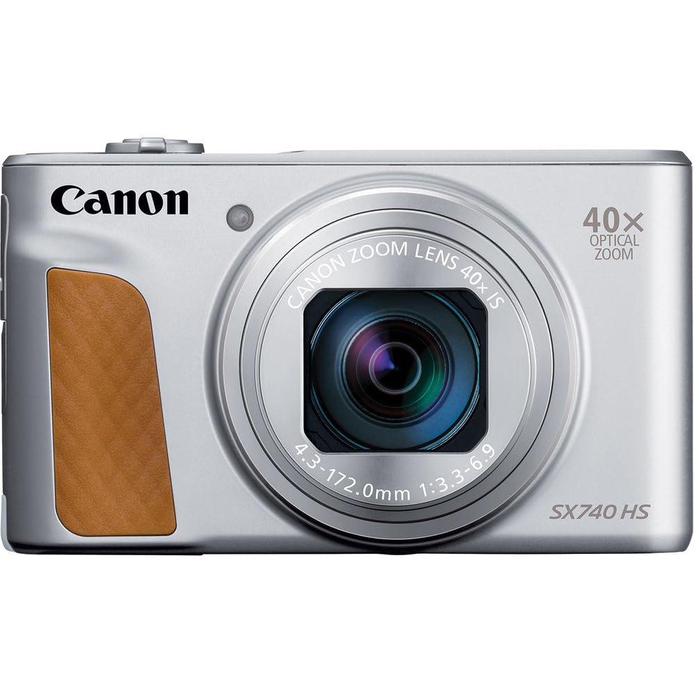 Canon PowerShot SX740 HS 20.3MP Digital Camera with 40x Optical Zoom - Silver (Renewed) + SanDisk 64GB Memory Card, 12