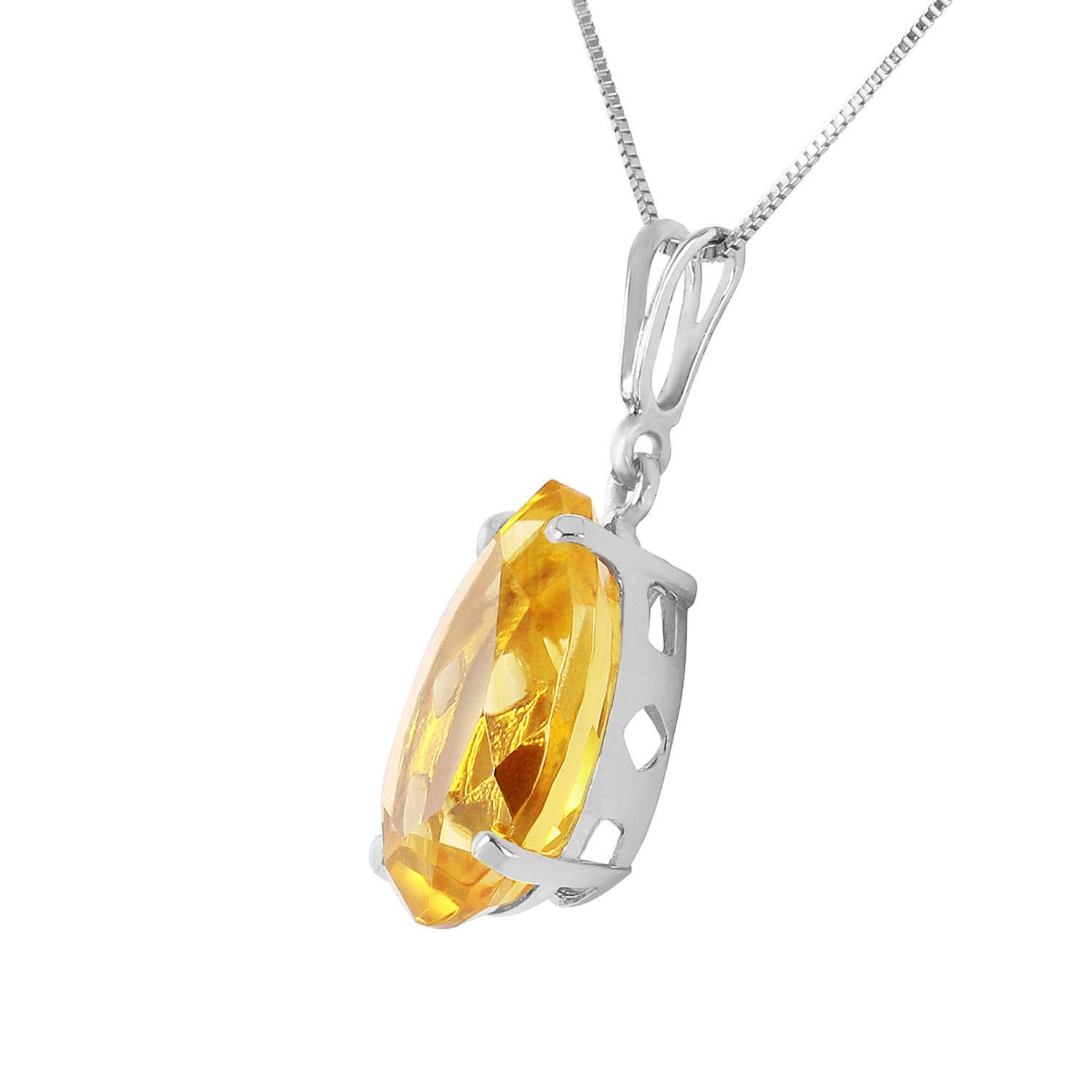 14K White Gold Necklace with 5 Carat Genuine Citrine Pendant - Elegant Women's Jewelry for Weddings, Parties & Special Occasions | Galaxy Gold GG Collection