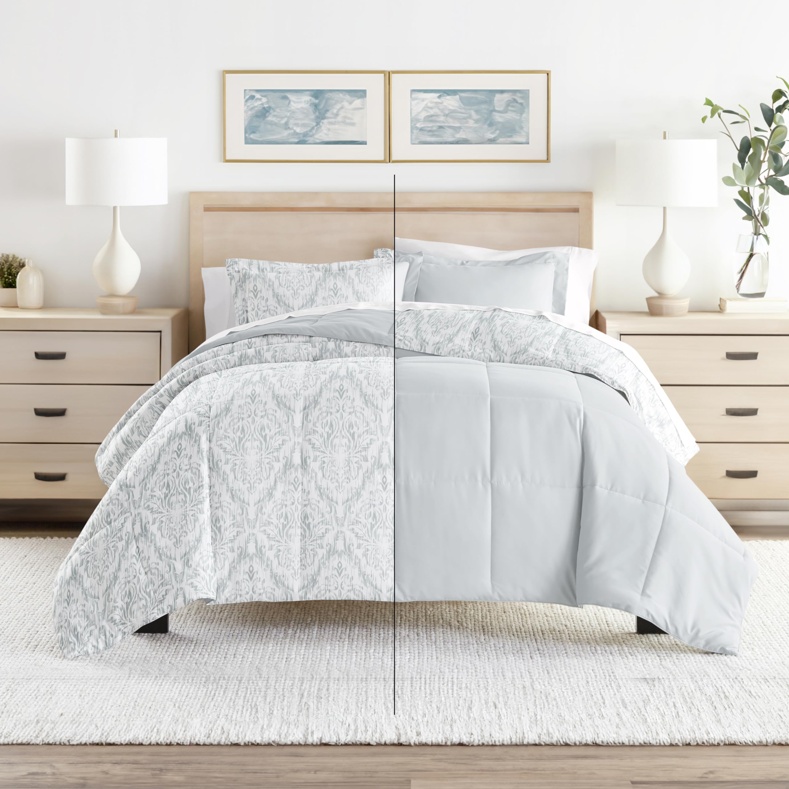 Luxury Reversible King Size Comforter Set (3 Piece) - Soft & Lightweight Down Alternative Bedding - Includes King Comforter & 2 Pillow Shams - Perfect for Master Bedroom, Guest Room & Cozy Home Decor