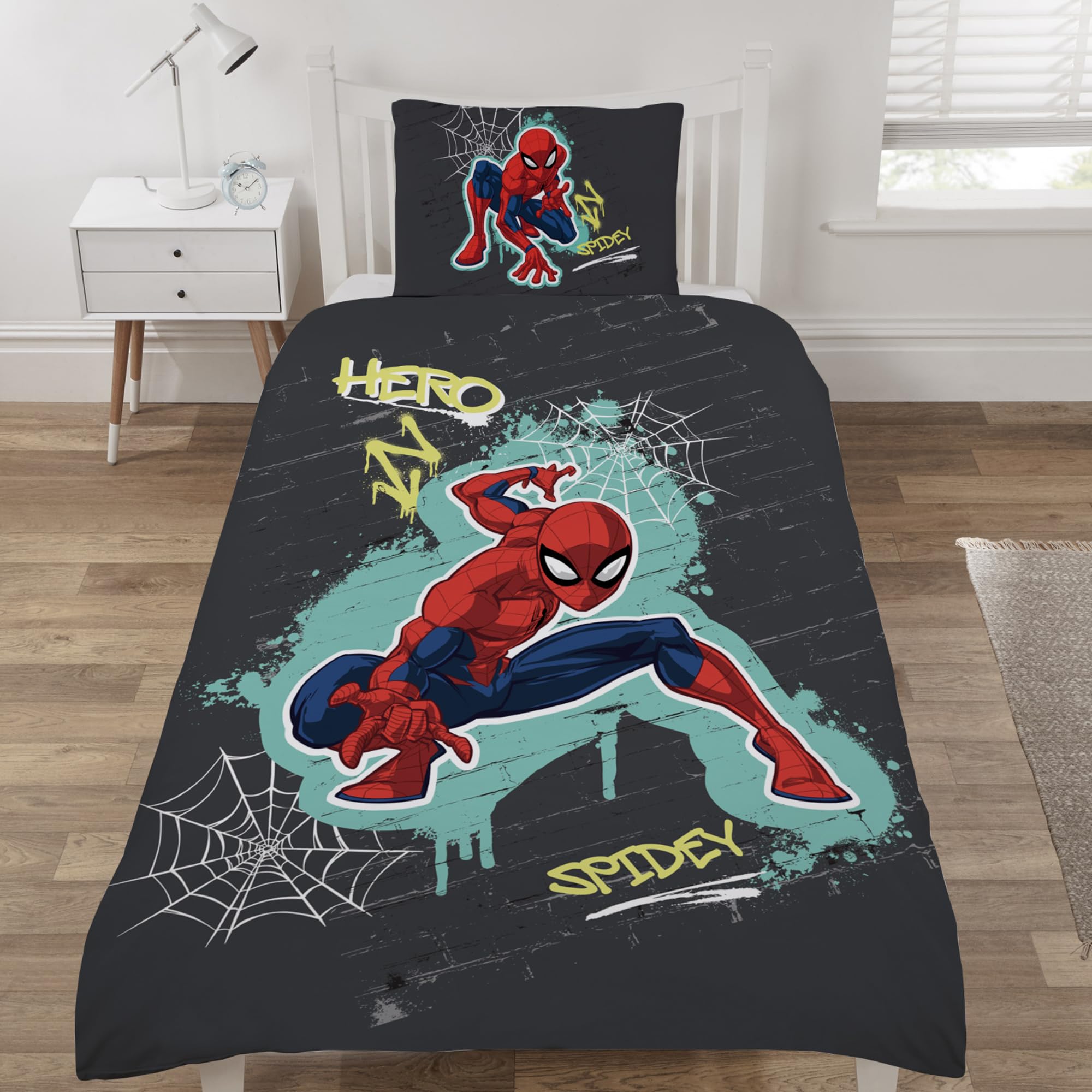 Spider-Man Reversible Duvet Cover Set for Kids - Single Size with Pillowcase | Marvel Superhero Bedding for Boys & Girls | Perfect for Themed Bedrooms & Sleepovers