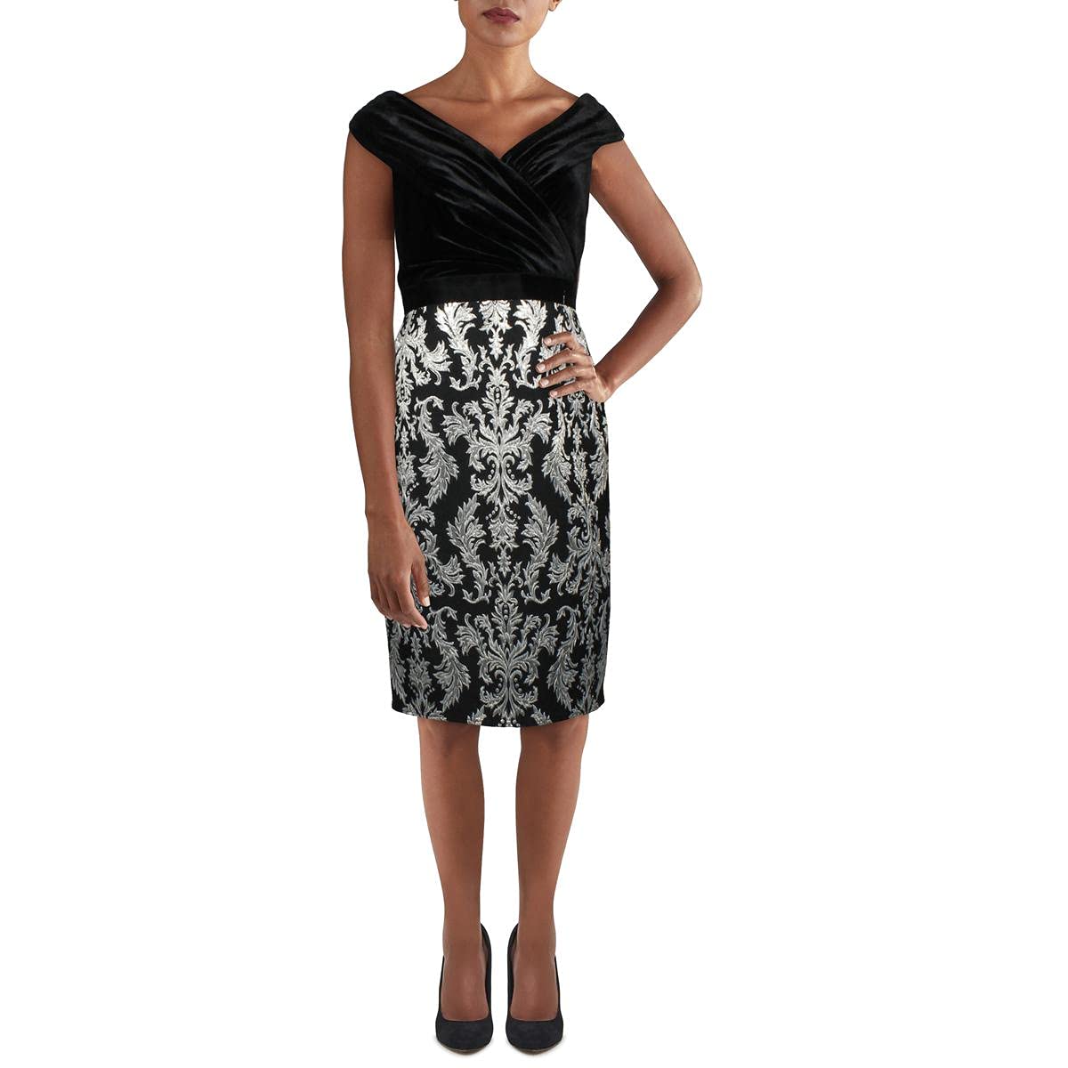 Tadashi Shoji Women's Velvet Cocktail Dress - Elegant Black Velvet Party Dress for Evening Events, Weddings & Special Occasions, Size 4