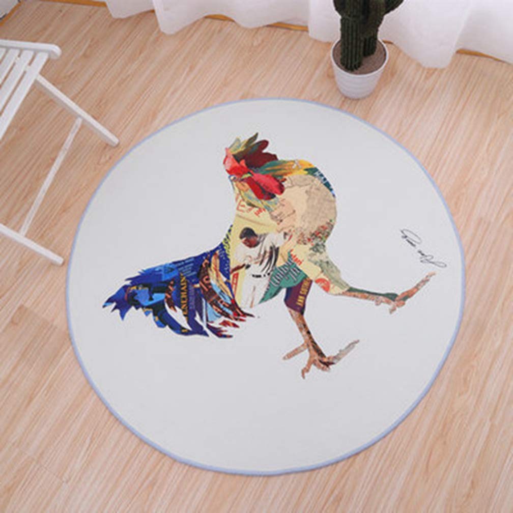 MOXIC Soft Round Area Rugs for Kids - Non-Slip Cartoon Chicken Animal Play Mat for Nursery, Living Room & Bedroom - Modern Nordic Style 6.5' X 6.5' Circular Rug for Baby Crawling, Home Decor and Playtime Fun
