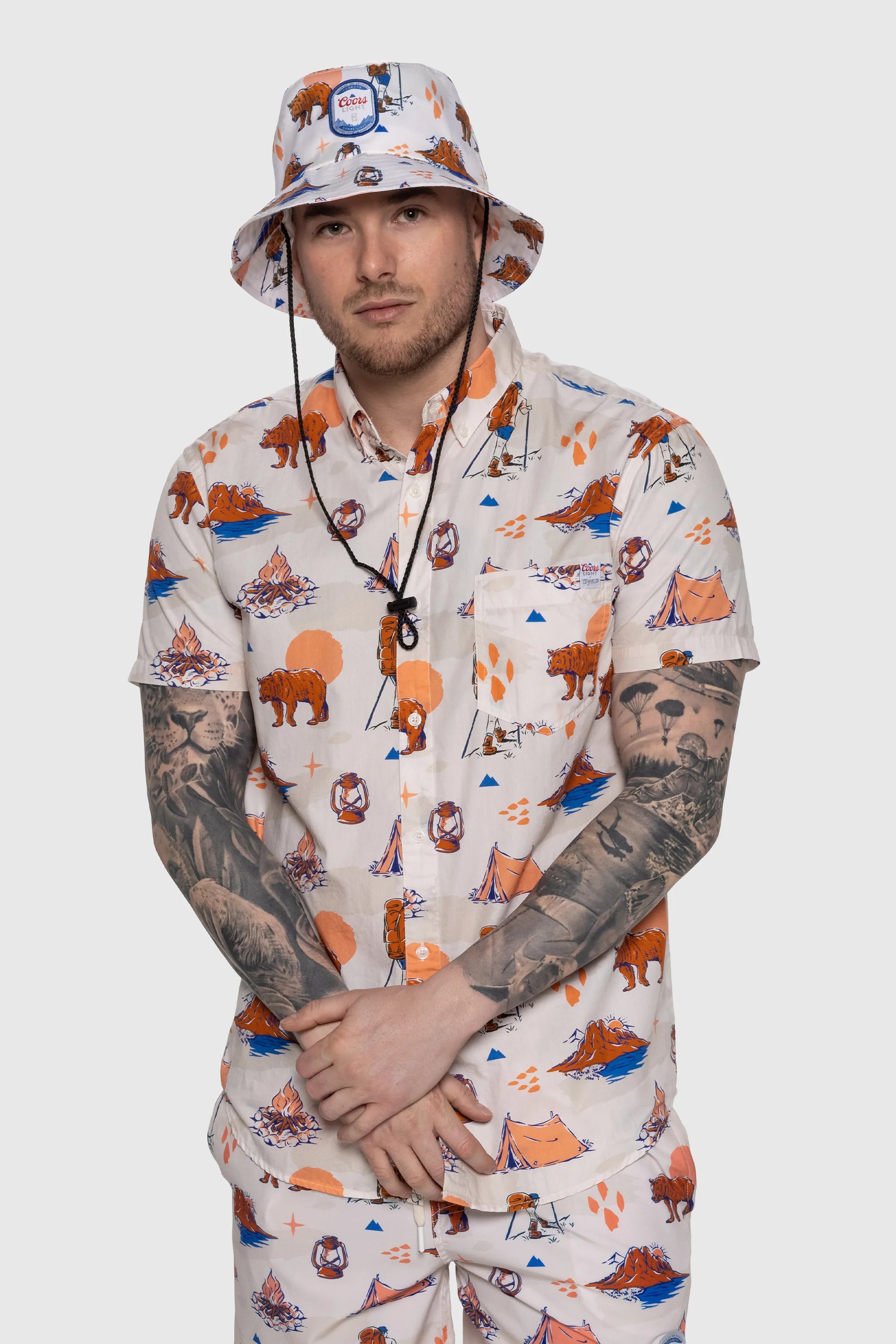 Coors Light Button Up Shirt - Stylish Casual Men's Shirt for Outdoor Activities, Parties & Beer Enthusiasts