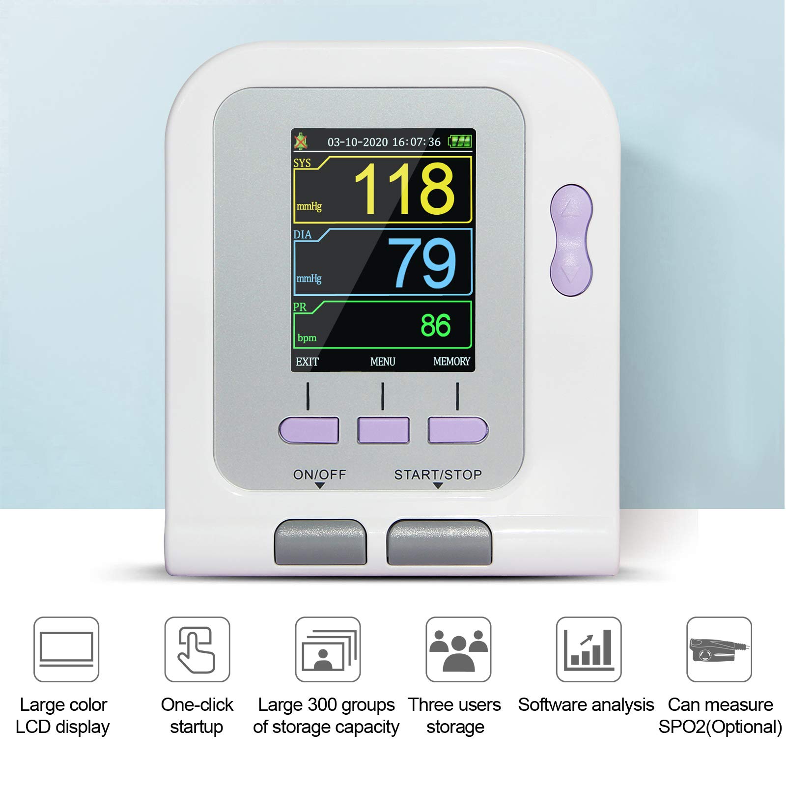 Fully Automatic CONTEC Blood Pressure Monitor - Upper Arm & Wrist Digital Sphygmomanometer for Adults with Comfortable Cuff | Home Use, Doctor's Office & Travel Health Monitoring