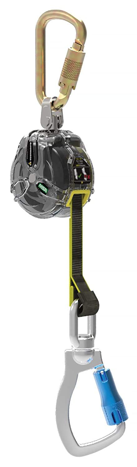 MSA 63011-00C V-TEC Mini Personal Fall Limiter - 6' (1.8m) Single-Leg Retractable Lanyard with Aluminum Swivel Carabiner & Steel Harness Connection | Fall Protection for Construction, Roofing & Industrial Work Safety