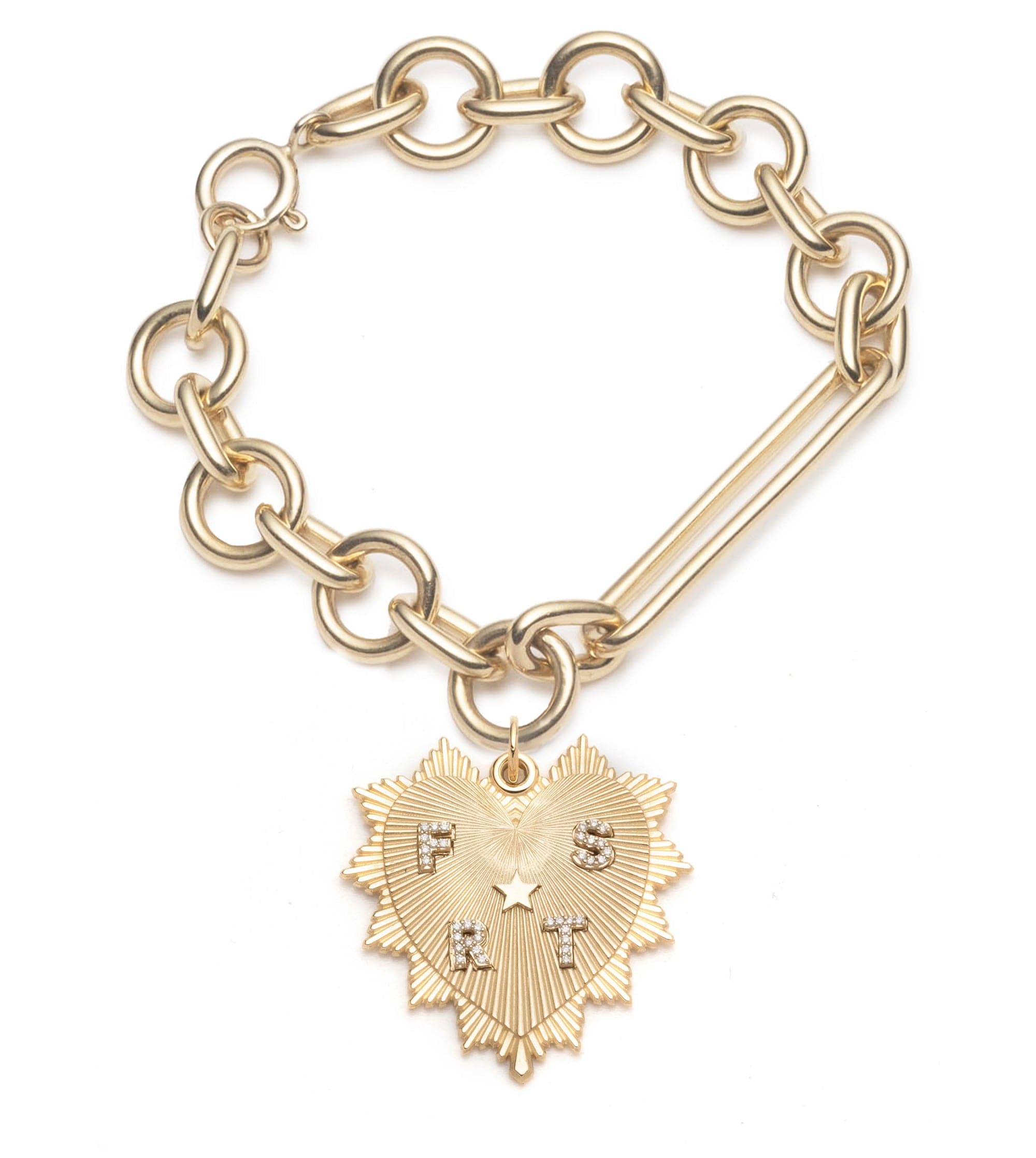 Personalized Heart Mixed Oversized Clip Bracelet - Stylish Adjustable Charm Bracelet for Women, Gift for Her, Perfect for Valentine's Day, Anniversary & Everyday Wear