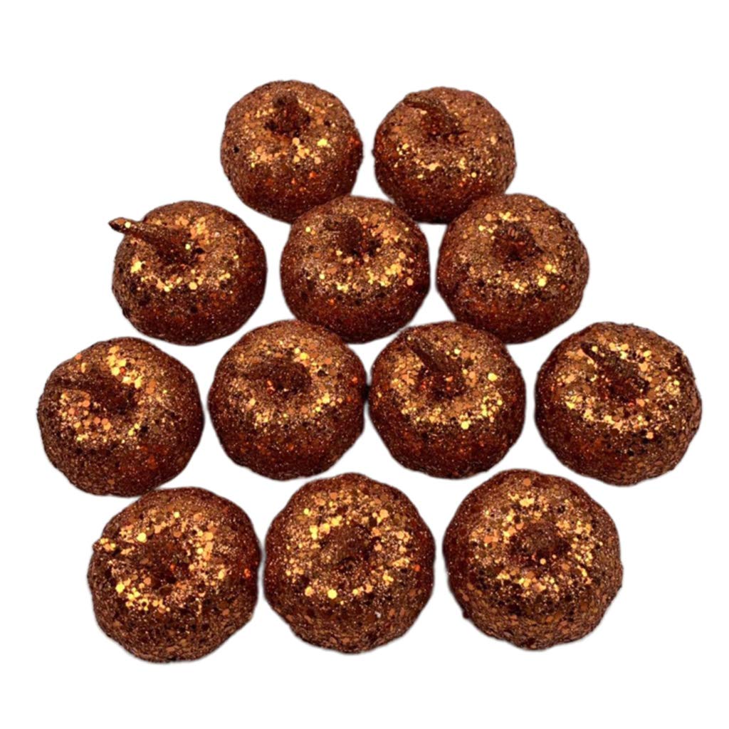 Asukohu 12Pcs Mini Metallic Glitter Pumpkin Sequins - Halloween Thanksgiving Party Decorations, DIY Craft Supplies for Table Centerpieces, Harvest Festival Ornaments, Home & Event Decoration
