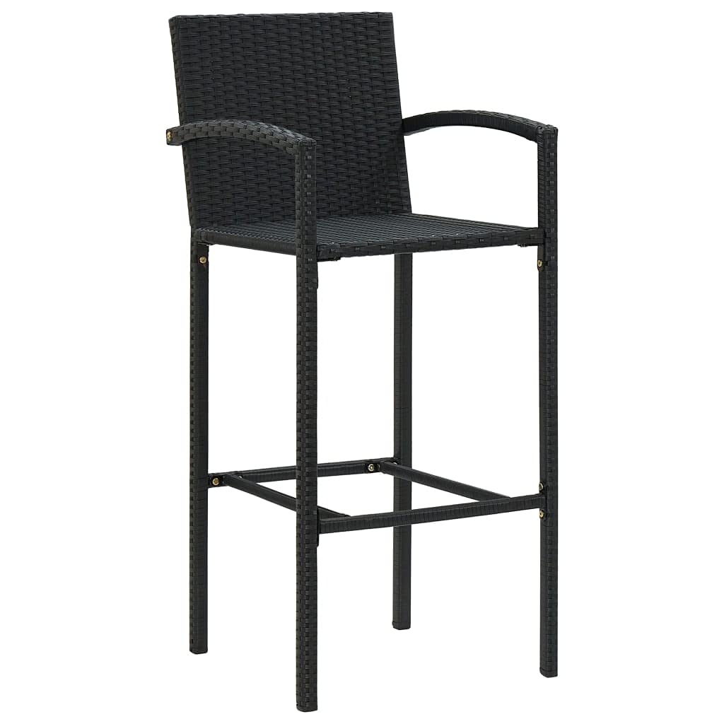 5-Piece Black Poly Rattan Outdoor Bar Set - Counter Height Garden Dining Furniture for Bistro, Pub, Backyard & Terrace - Weather-Resistant Wicker Patio Set with Armrests - Perfect for Outdoor Entertaining & Relaxation