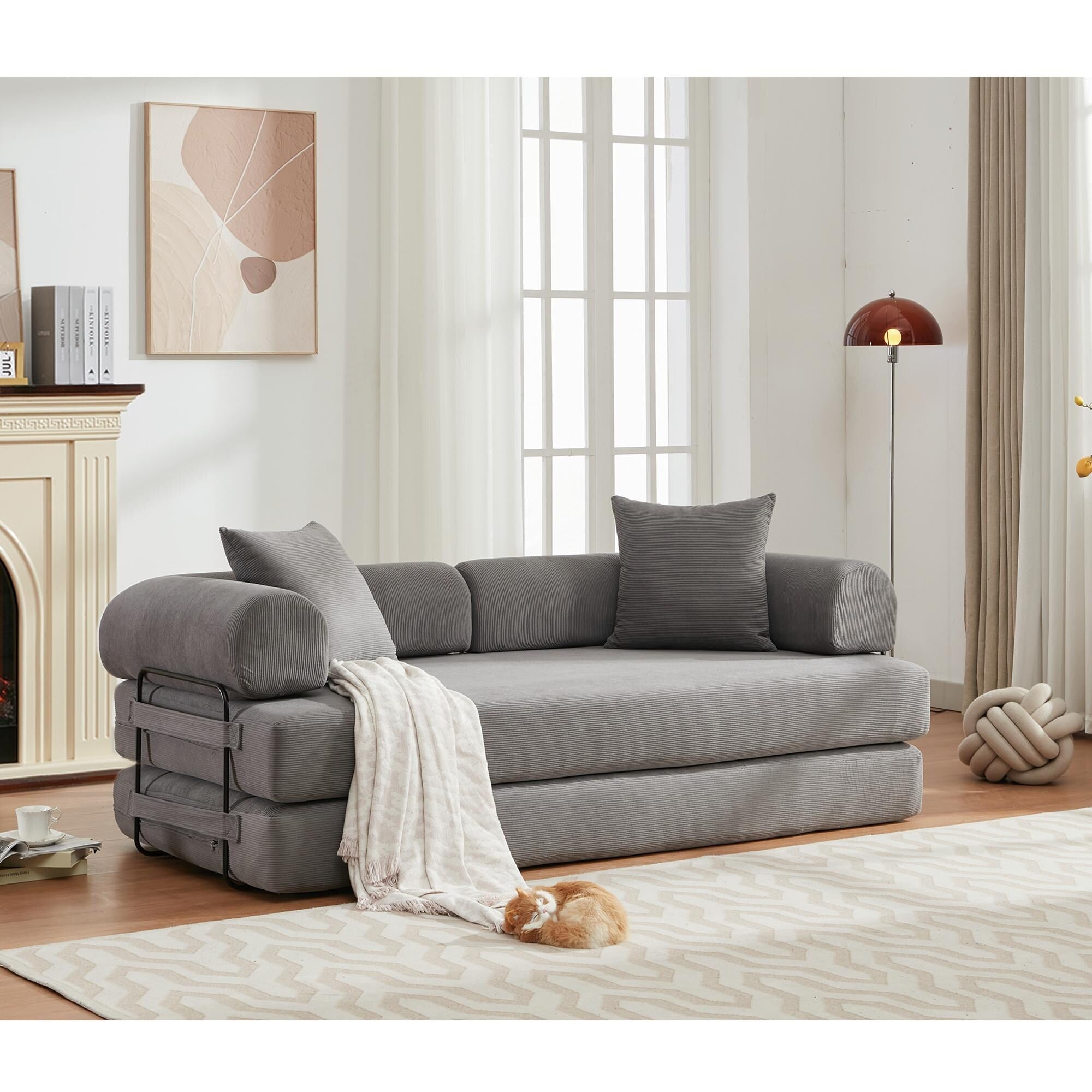 3-Seat Folding Sofa Bed - King Size Convertible Sleeper with High-Density Foam & Non-Slip Pad - Perfect for Small Spaces, Guest Rooms & Apartments