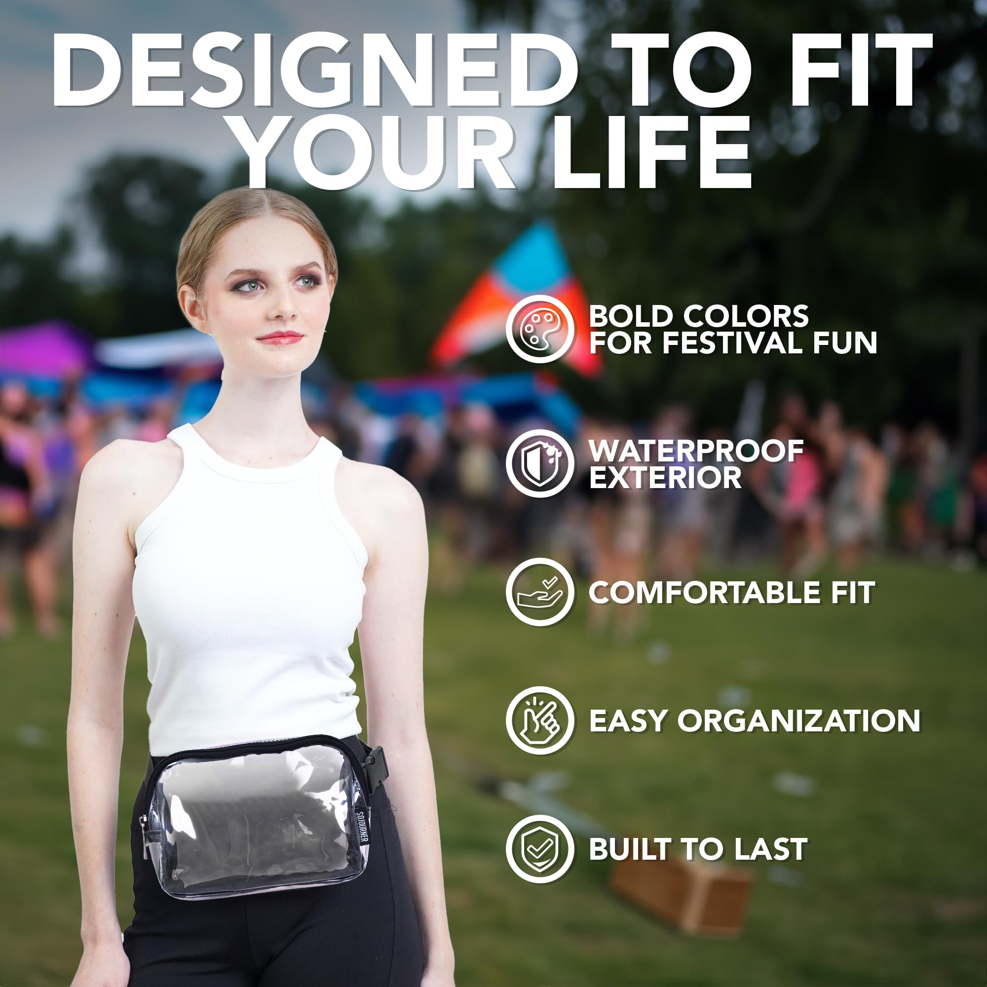 Clear Transparent Crossbody Belt Bag for Women – Stylish Fanny Pack Waist Bag, Functional & Fashionable for Travel, Festivals, Shopping, Gym, and Everyday Use