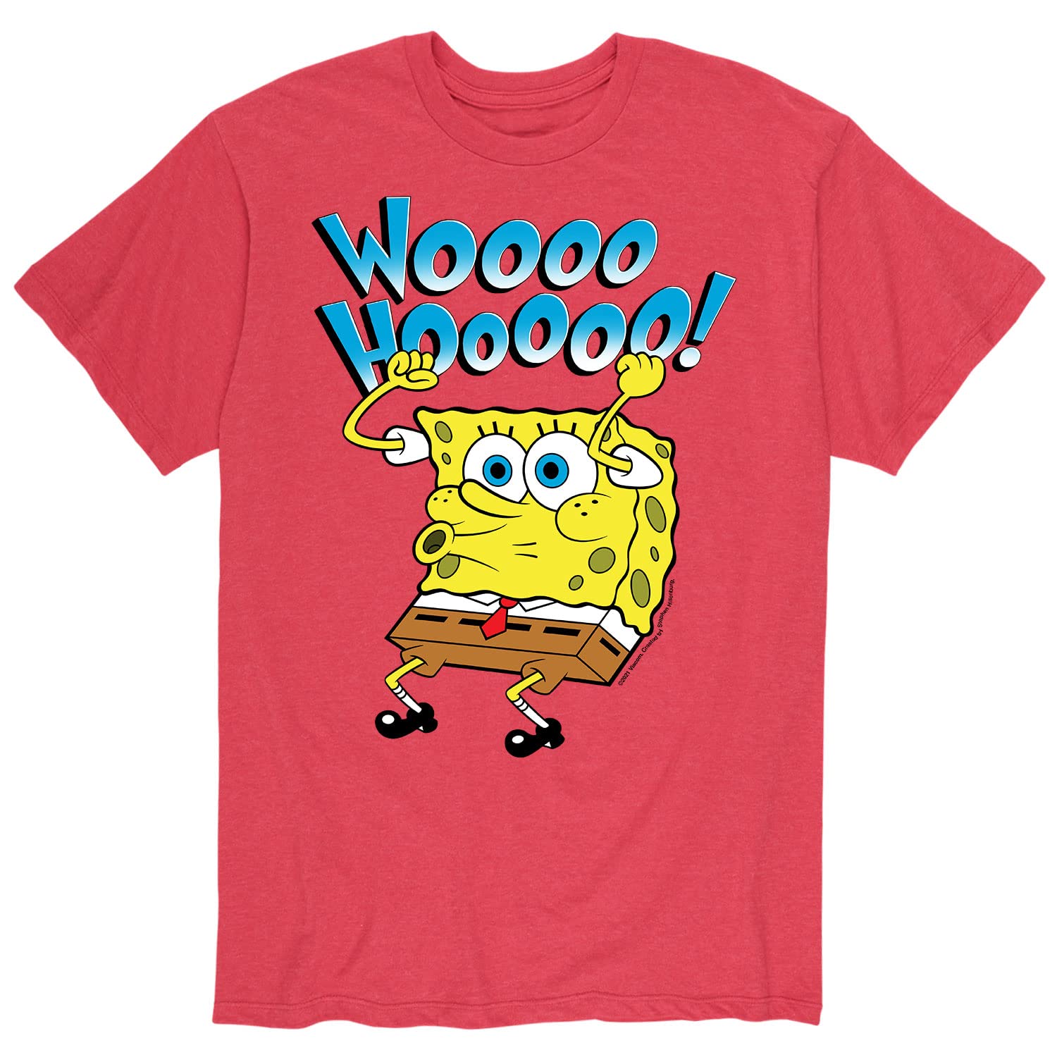 Spongebob Squarepants 'Woooo Hoooo!' Graphic T-Shirt for Men - Soft Cotton Short Sleeve Tee - Funny Cartoon Character Shirt for Casual Wear, Parties & Gifts