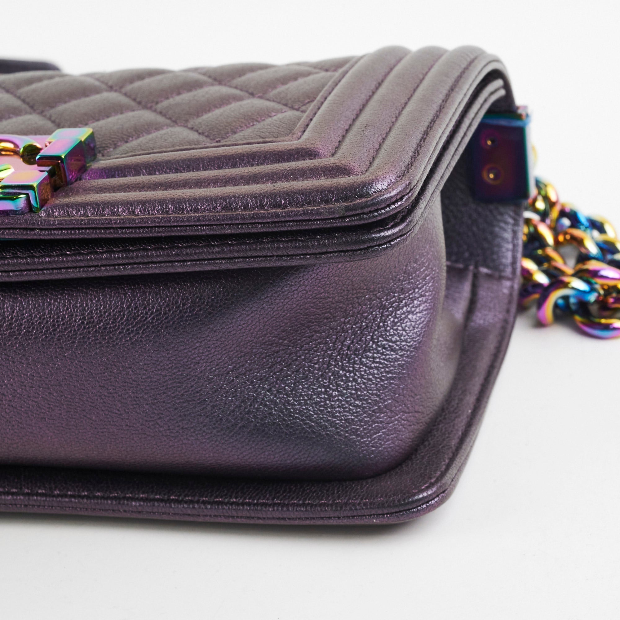 Chanel Small Boy Bag Mermaid Iridescent Purple Leather Crossbody Bag for Women - Perfect for Evening Parties, Date Nights & Luxury Fashion Accessories