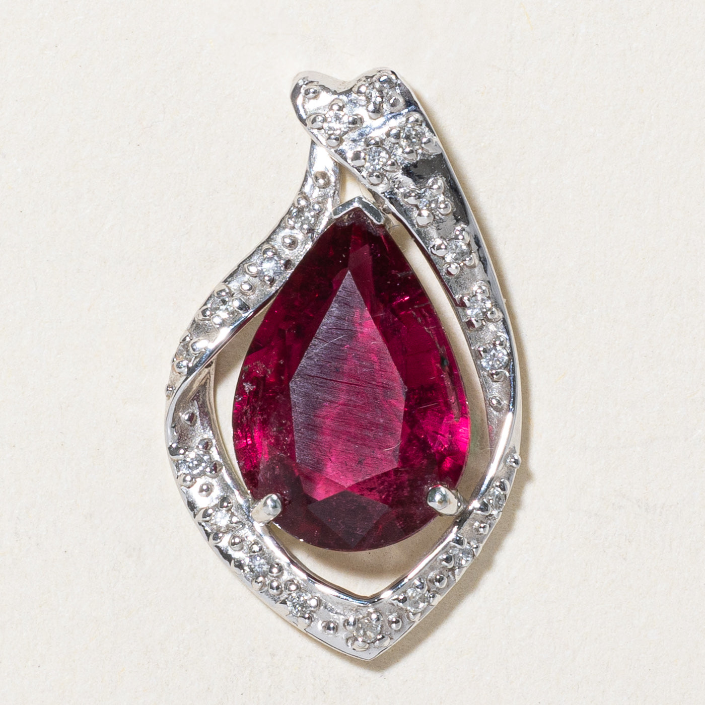 Exquisite 3.41ct Red Tourmaline & 0.114ct Diamond Pendant Necklace - Elegant Jewelry Gift for Women, Perfect for Weddings, Anniversaries & Special Occasions