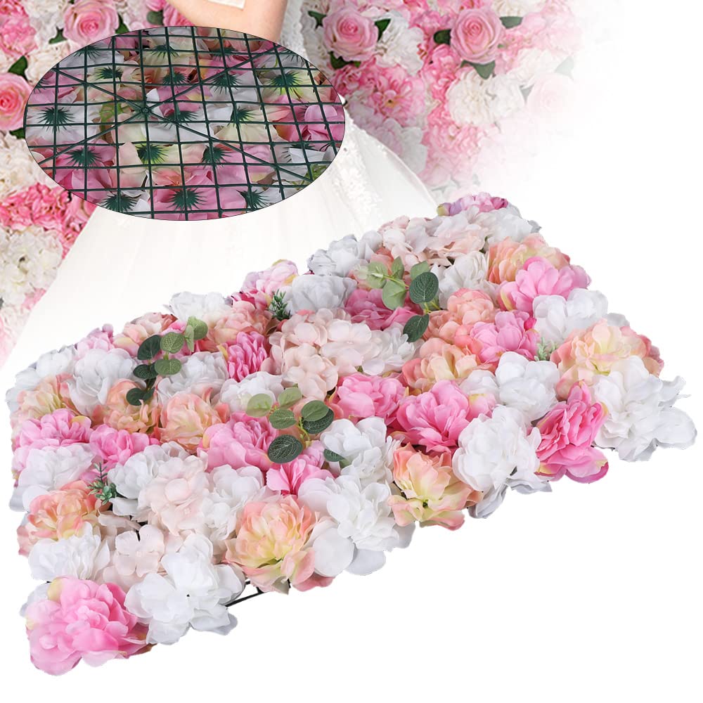 12 Pcs Artificial Silk Rose Flower Wall Panel - Romantic Wedding Backdrop, Party Decor, Floral Bouquet for Home, Garden & Event Decoration