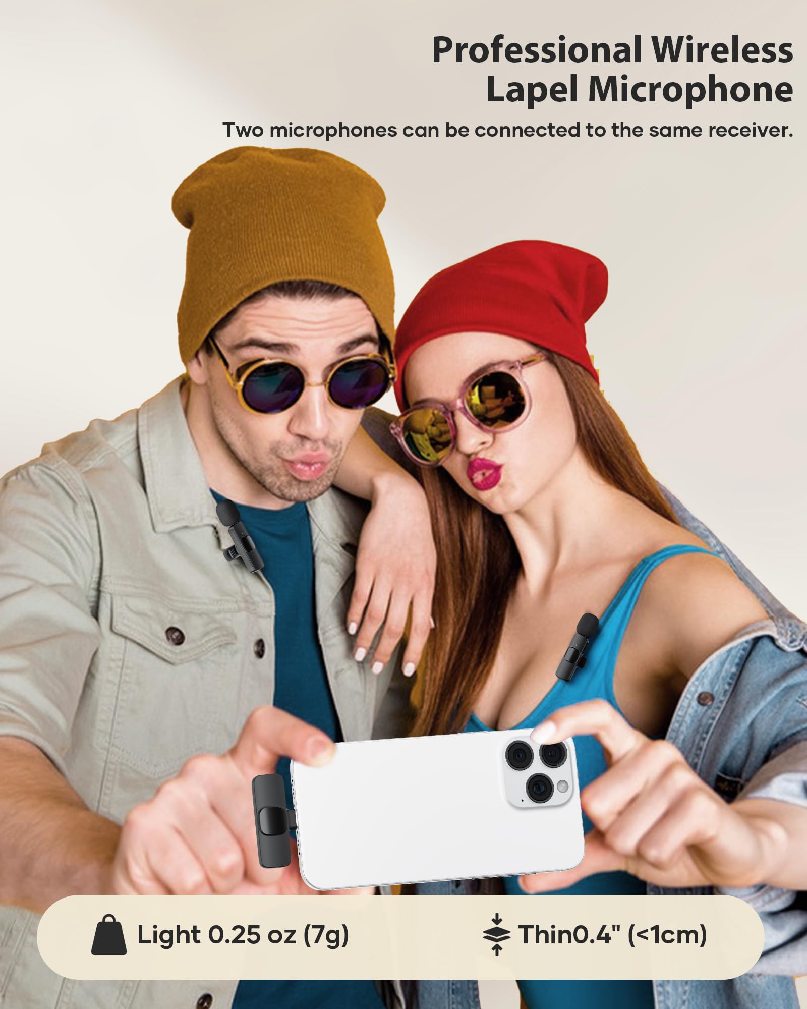 Best Wireless Lavalier Microphone for YouTube, Podcast & Streaming - Noise Cancelling Clip-on Mic for iPhone, Android, Camera - Perfect for Vlogging, Interviews & Live Performances