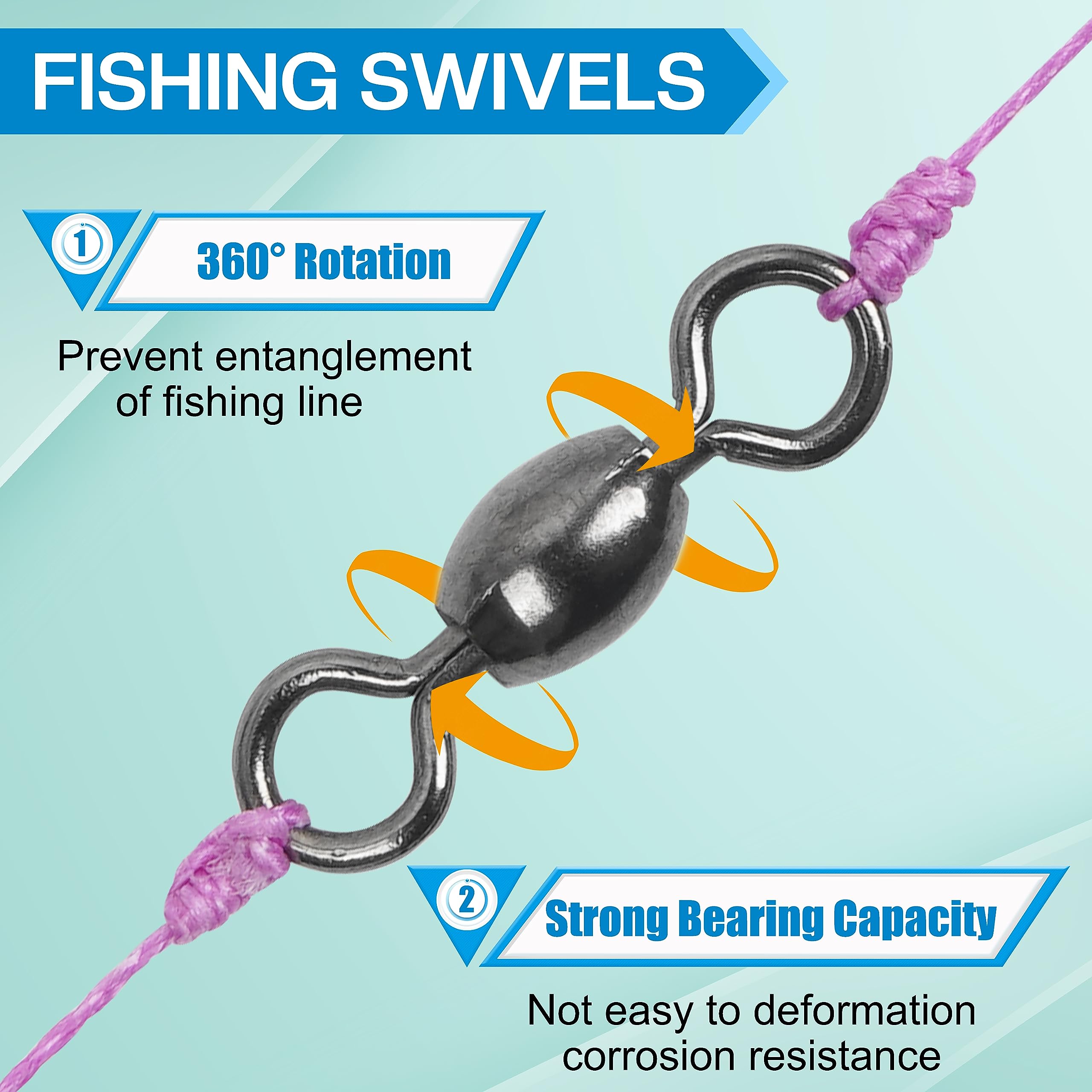 300pcs Black Stainless Steel Barrel Swivels Fishing Tackle Kit - Ball Bearing Fishing Swivel with Solid Ring, Saltwater & Freshwater Fishing Line Hook Connector - Perfect for Bass, Trout, and Deep Sea Fishing Gear Accessories