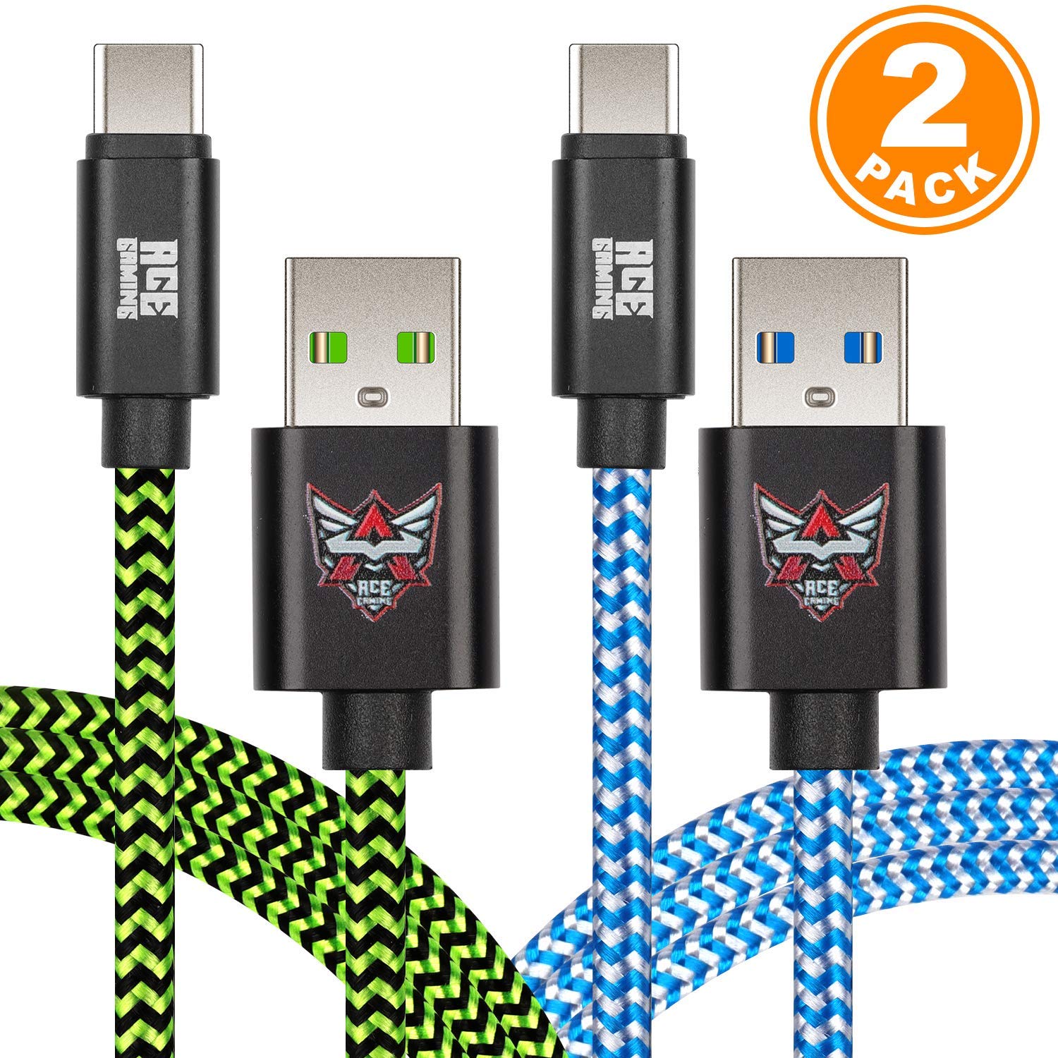 Premium 10ft Nylon Braided USB-C Fast Charging Cable for PS5 & Xbox Series X/S Controllers - Durable Gaming Charger with Data Sync - Perfect for Long Gaming Sessions & Couch Play