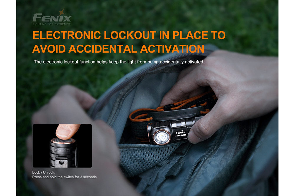 Fenix HM50R V2.0 Rechargeable LED Headlamp - 700 Lumens Bright Light, IP68 Waterproof, Lightweight Headlight for Camping, Hiking, Running & Outdoor Adventures
