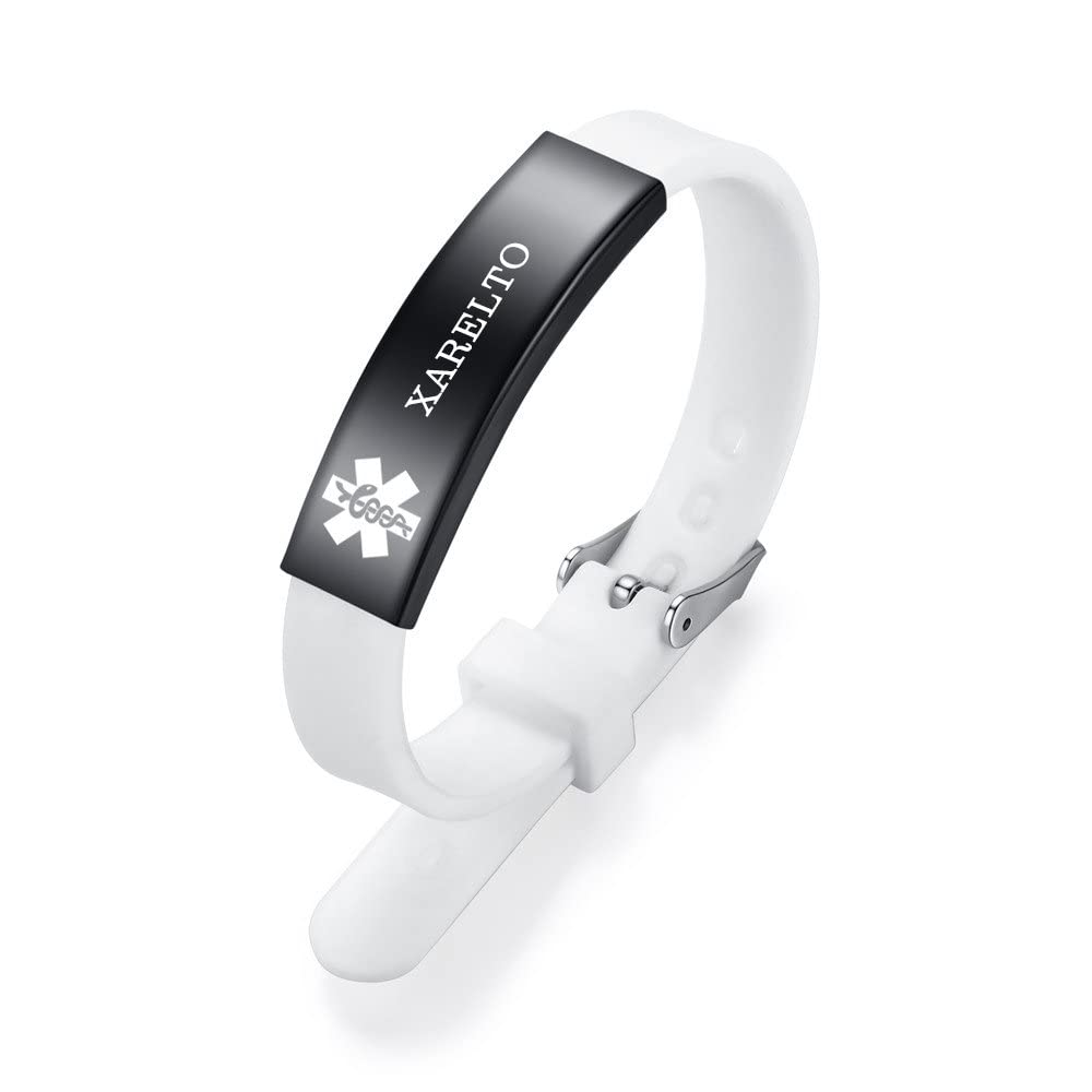 Adjustable Medical Alert Bracelet for Men & Women - Sport Silicone ID Bracelet with Free Engraving (8.5 Inches) - Perfect for Emergency Medical Identification & Active Lifestyles