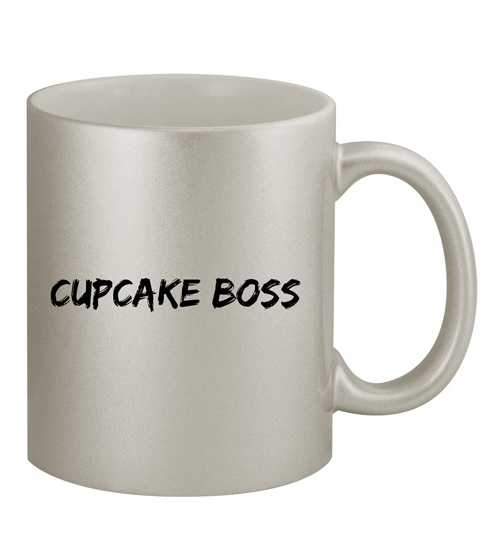 11oz Ceramic Silver Coffee Mug - Insulated Travel Cup for Hot & Cold Drinks - Perfect for Office, Home, or Gifting - Cupcake Boss Design