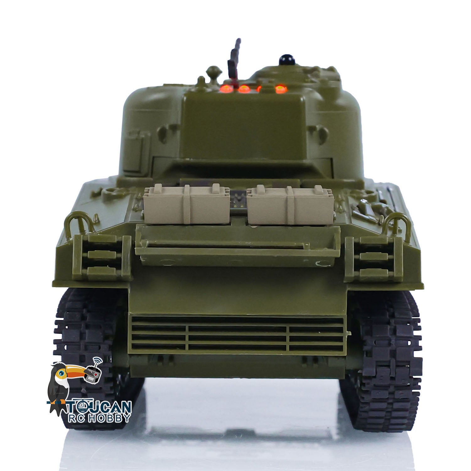 1/30 Heng Long Plastic RC Battle Tank Sherman M4A3 3841-01 2.4G Remote Control Military Vehicle - Painted & Assembled - WWII Tank Model for Collectors & Battle Simulation Games