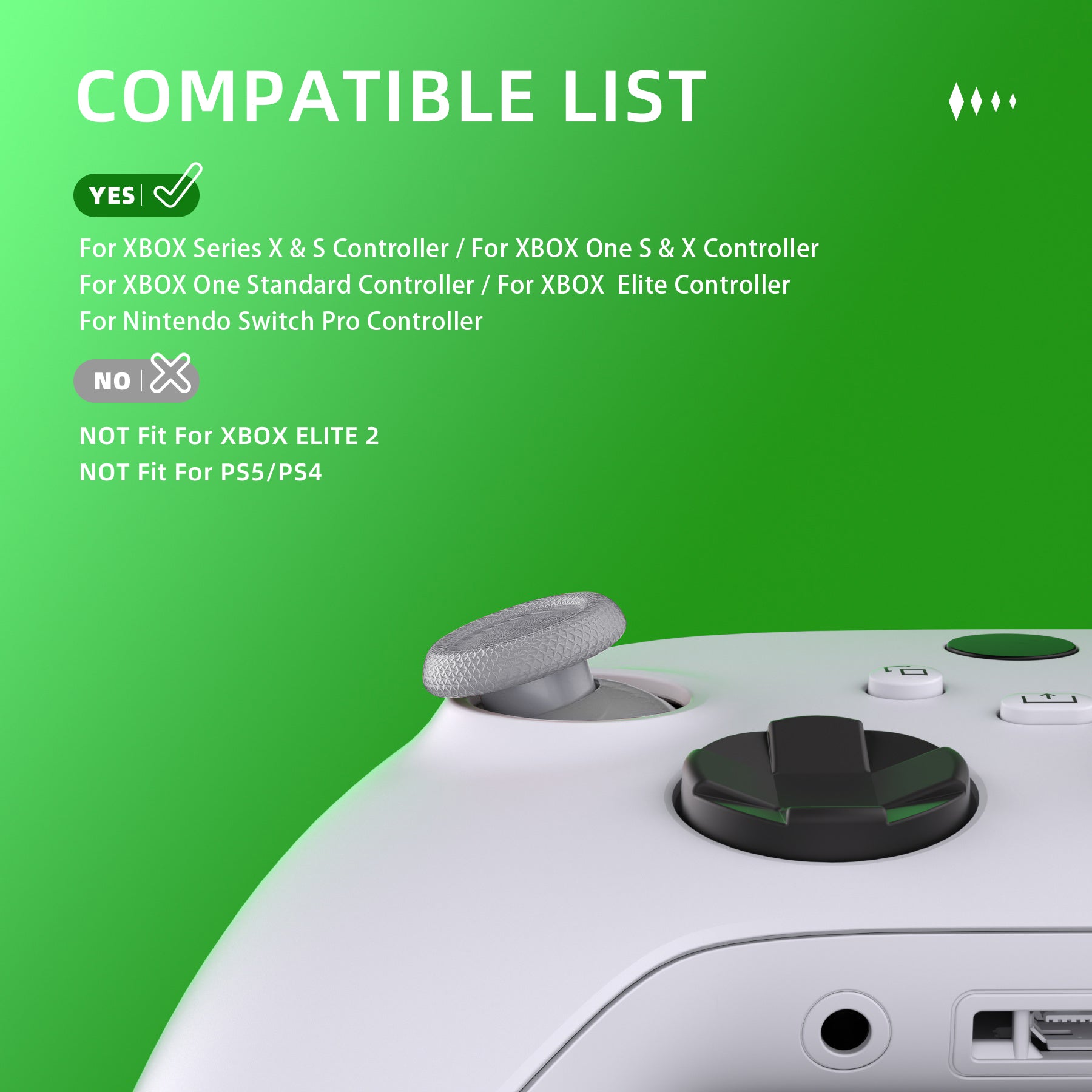eXtremeRate EDGE Interchangeable Thumbsticks for Xbox Core Controller - New Hope Gray Swappable Analog Joysticks Compatible with Xbox One S/X, Xbox Elite V1 & Nintendo Switch Pro Controller (AGLX3M003) | Perfect for Gaming, Customization & Enhanced Control