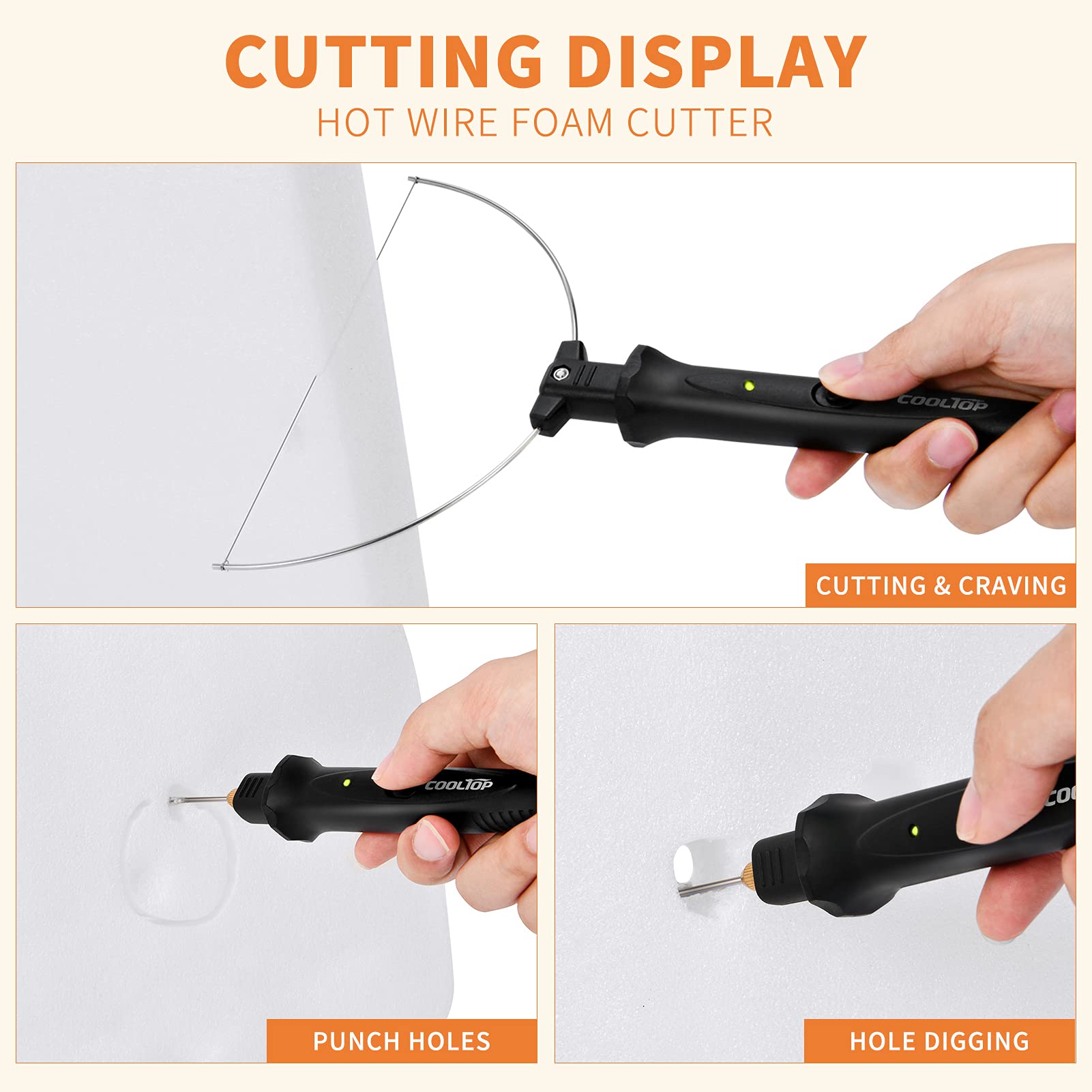 18W Electric Hot Wire Foam Cutter Kit - Styrofoam Cutting Tool with Heated Carving Knife & Cleaning Pen for DIY Crafts, Model Building, and Foam Sculpting | Cooltop Professional Foam Cutting Solution
