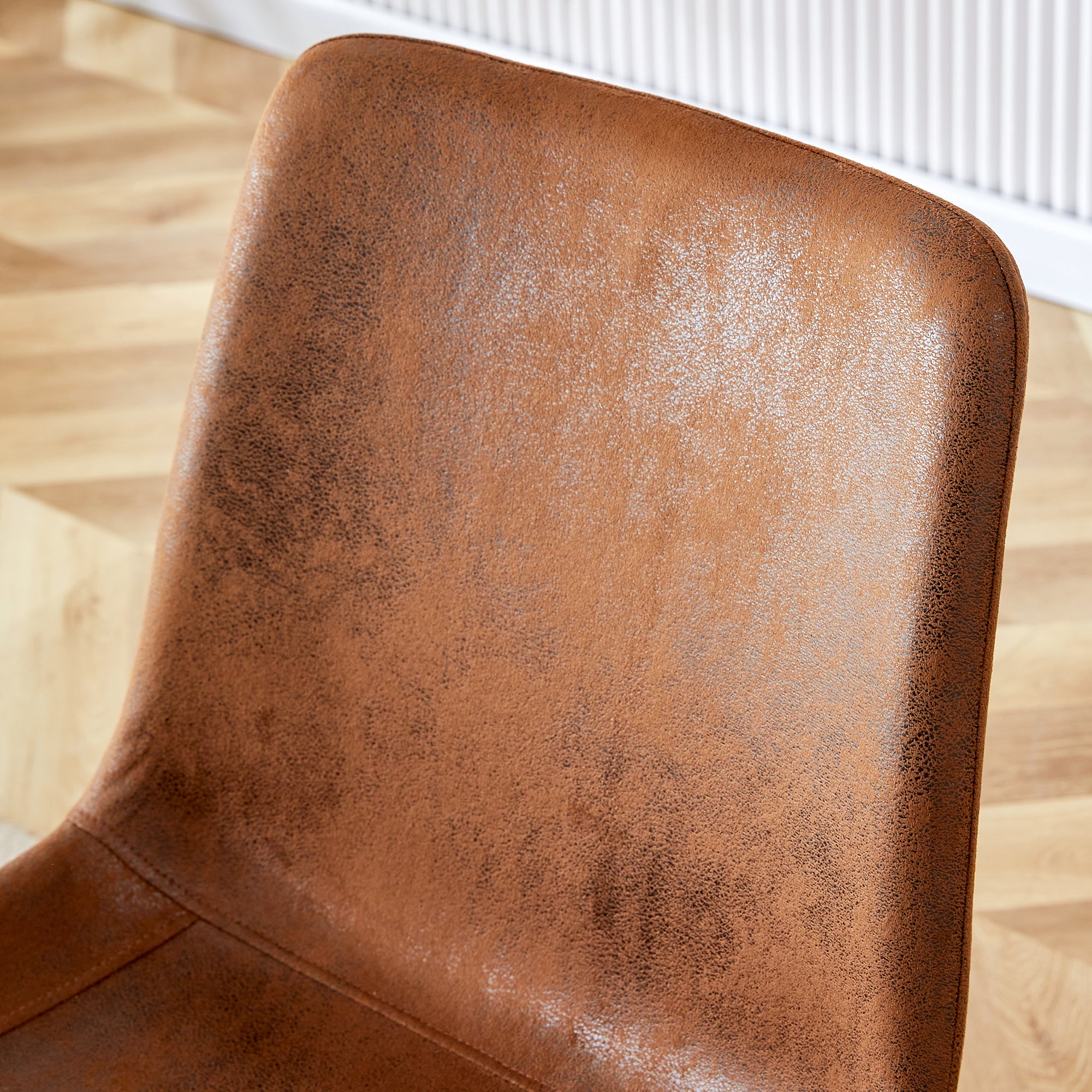 Premium Brown Suede Dining Chair with Black Metal Legs - Ergonomic Curved Cushion Design for Ultimate Comfort - Perfect for Restaurants, Kitchens, Bedrooms & Offices - Set of 6 Modern Chairs for Home and Commercial Use