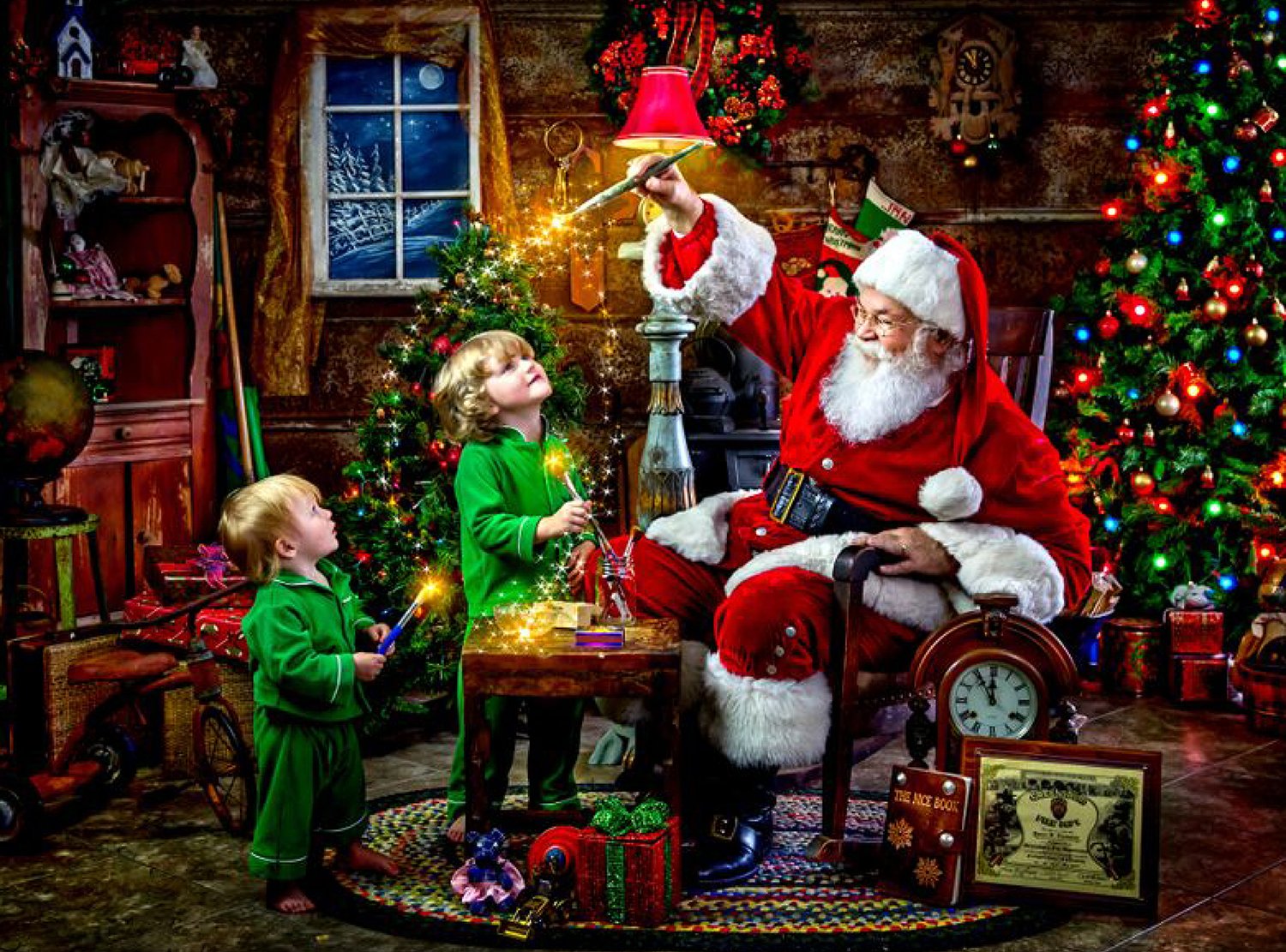Ceaco Classic Christmas Puzzle - Santa's Magic Paint Puzzle 1000-Piece Jigsaw for Adults & Families | Holiday Decor & Cozy Winter Activity