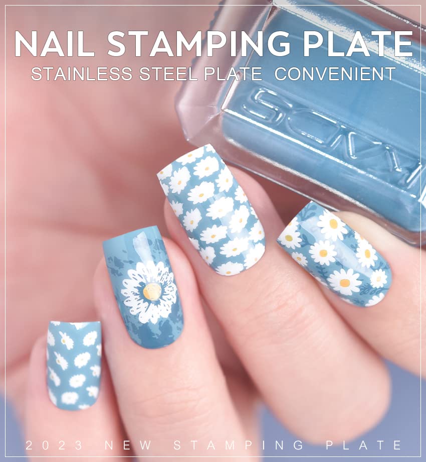 KADS Sunflower Nail Stamping Template - Floral Nail Art Stencil Plate for DIY Nail Decoration (Flower 066) | Professional Manicure Tool for Home & Salon Use