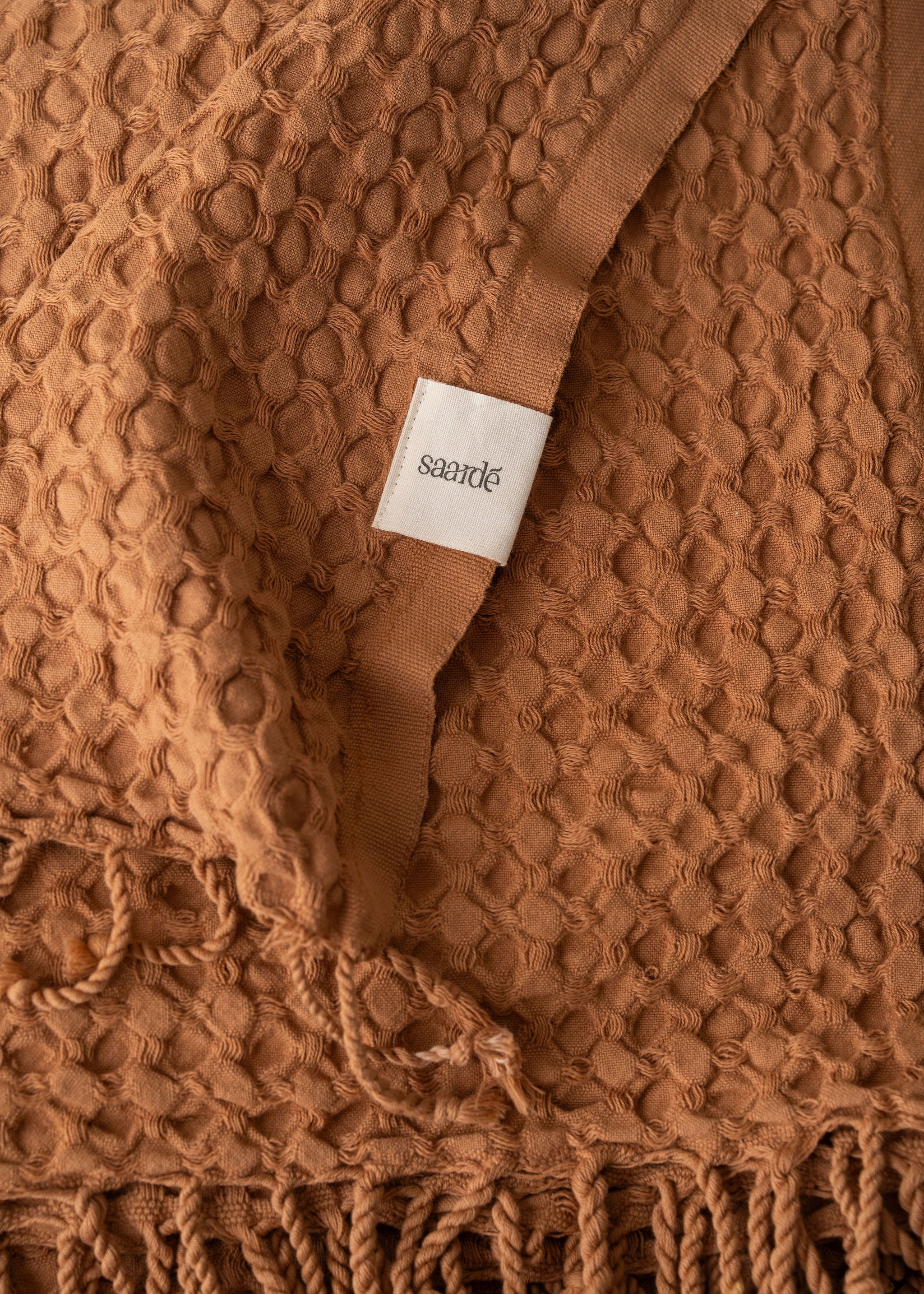 Corfu Cotton Throw Blanket - Soft & Cozy Terracotta Orange Throw for Couch, Bed, or Sofa - Perfect for Home Decor, Living Room, and Gift Giving