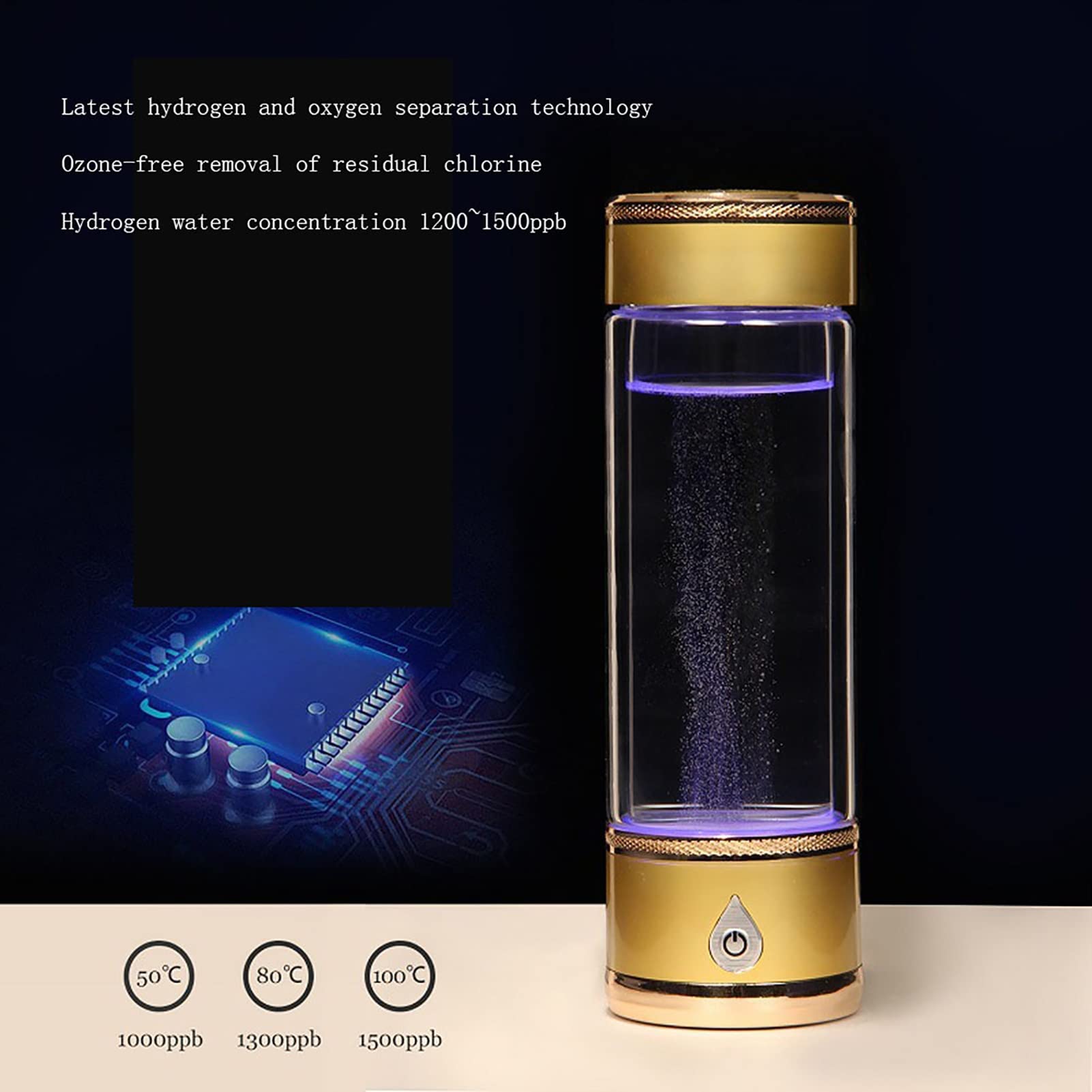 Portable Hydrogen Water Bottle - Alkaline Water Generator & Ionizer with 1200-1500PPB Hydrogen, USB Rechargeable, 380ML (Beige) | Perfect for Travel, Gym & Daily Hydration