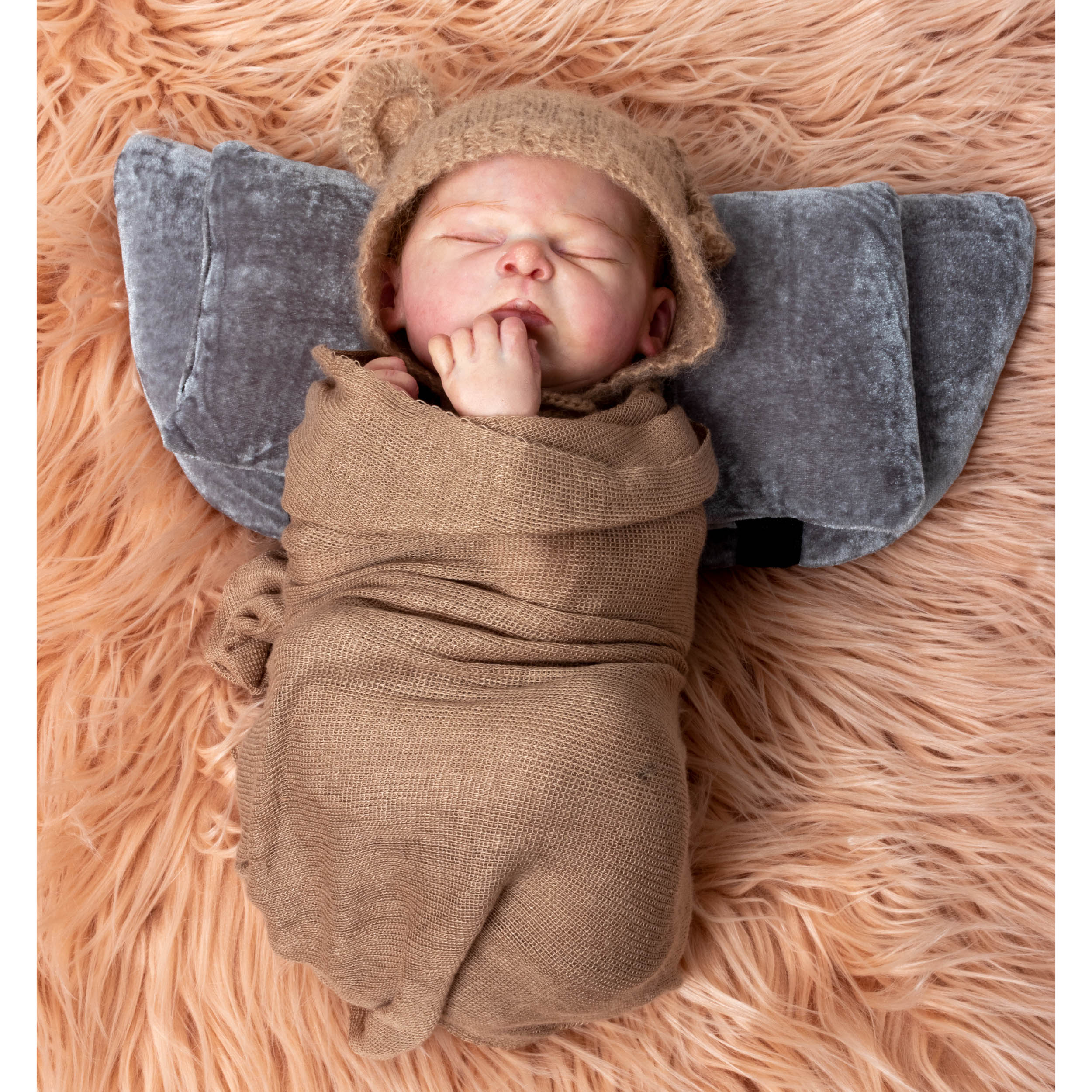 3-Piece Soft Velvet Baby Posing Pillow Set - Premium Grey Newborn Photography Props for Newborn Photo Shoots, Baby Shower Gifts & Nursery Decor