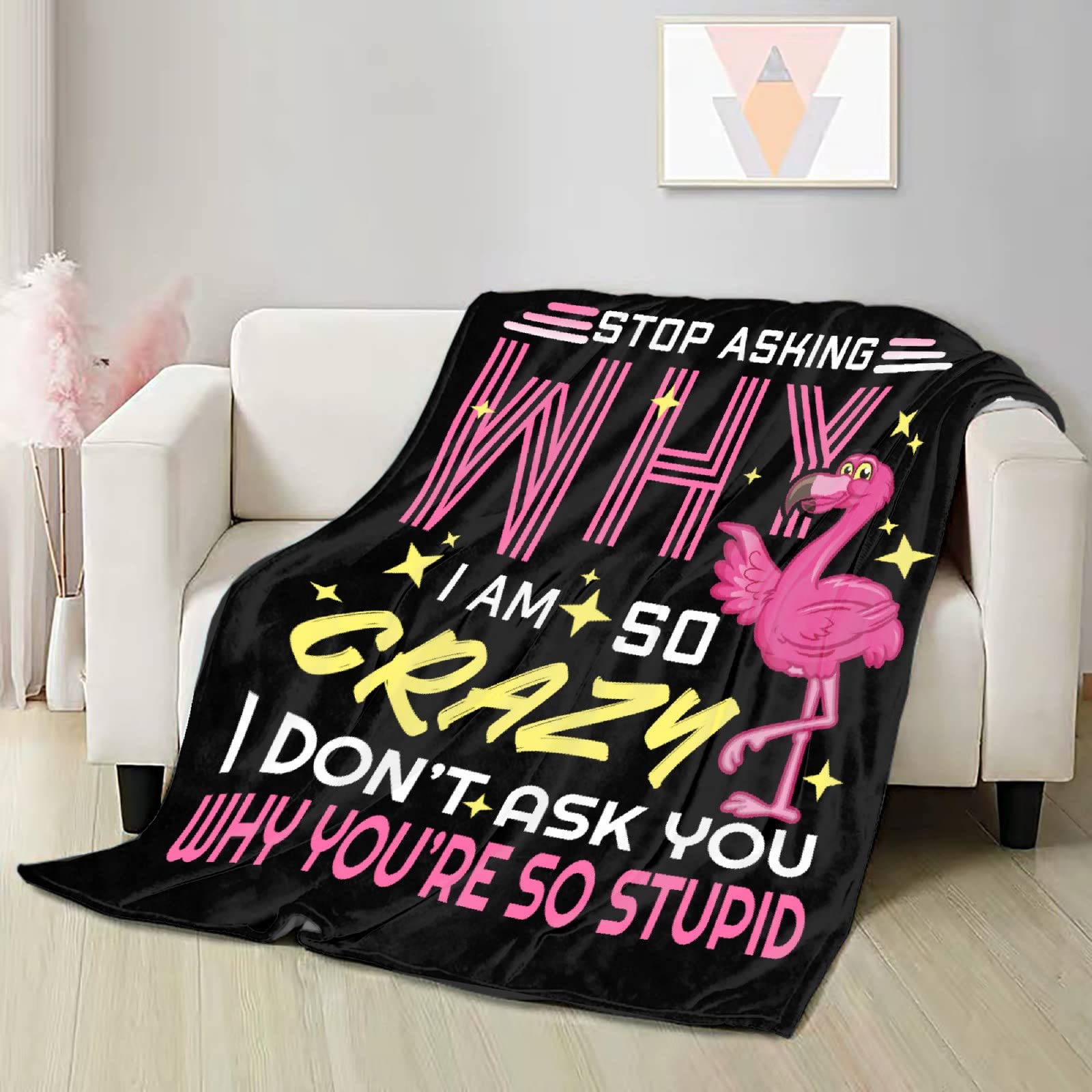 Flamingo Blanket - Soft Lightweight Fluffy Plush Fleece Throw for Boys, Girls, Women & Men - 120 x 90 Inch Extra Large Cozy Blanket for Bed, Sofa, Couch - Perfect Gift for Flamingo Lovers & Home Decor
