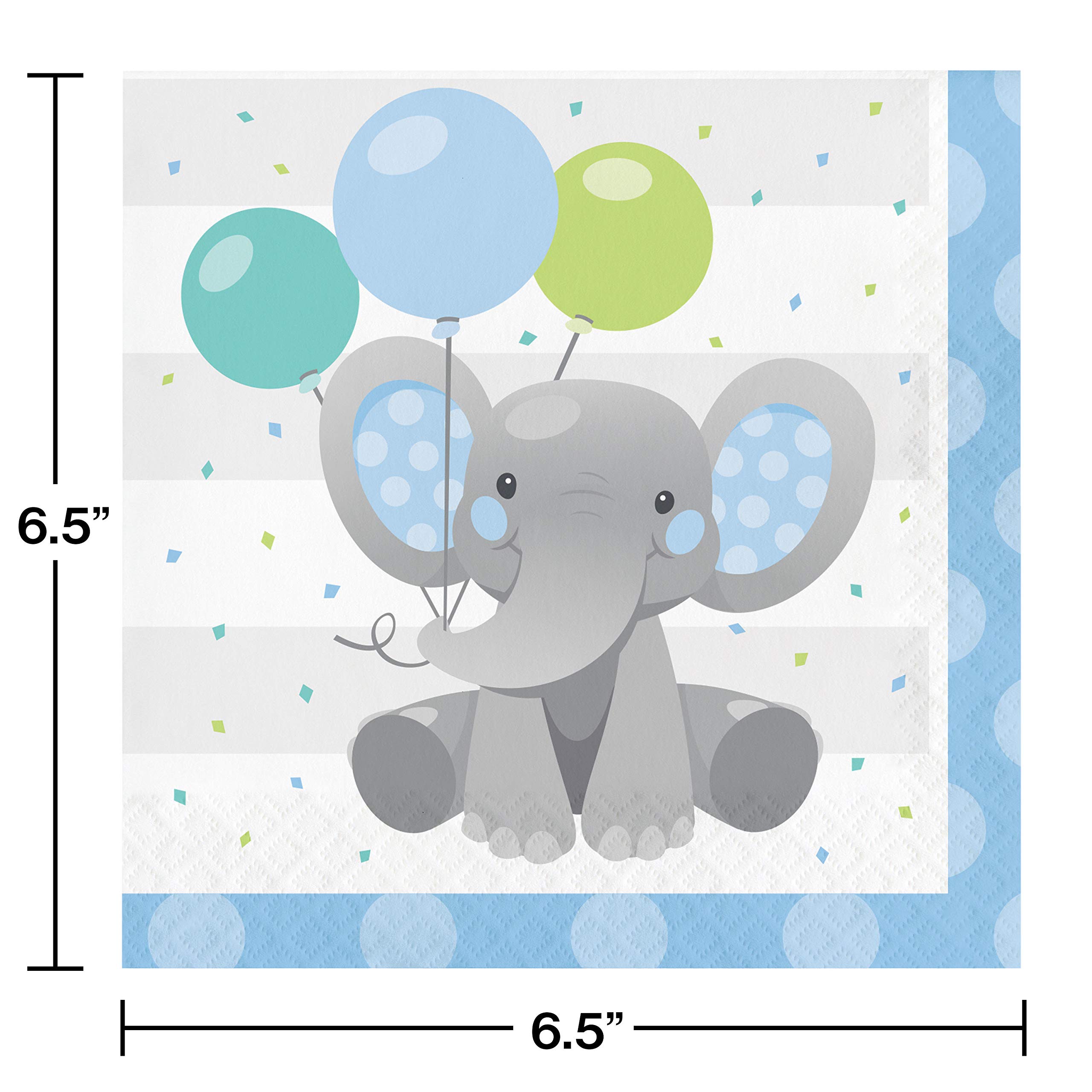Enchanting Elephant Baby Boy Napkins - 16 Count, Soft & Absorbent for Birthday Parties, Baby Showers & Everyday Use