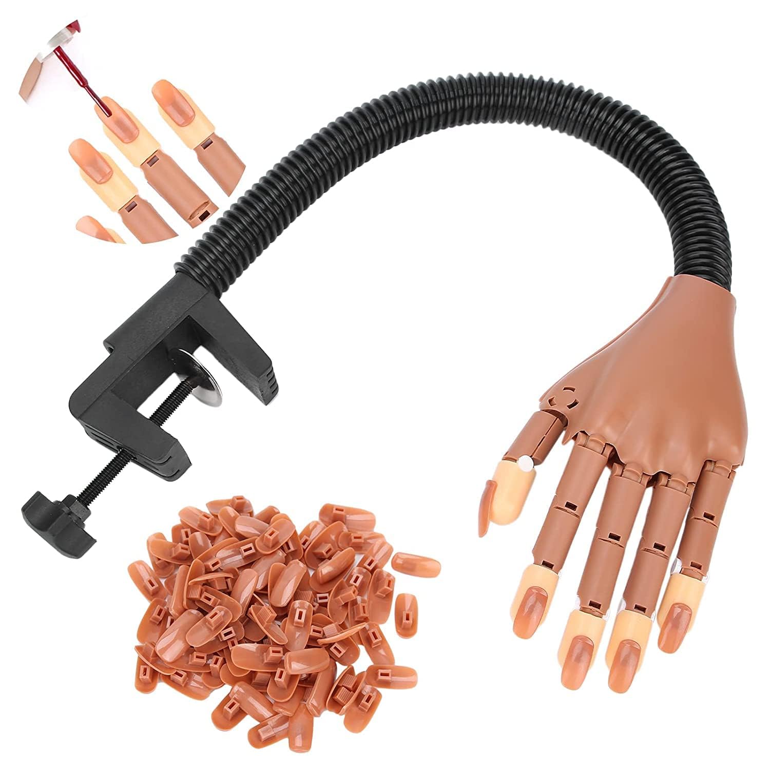 D.B.Z.® 100 Pcs Flexible Nail Practice Hand for Acrylic Nails - Professional Adjustable Training Hand for Nail Art, DIY Manicure & False Nail Application - Perfect for Salon, Home Practice & Nail Technician Training