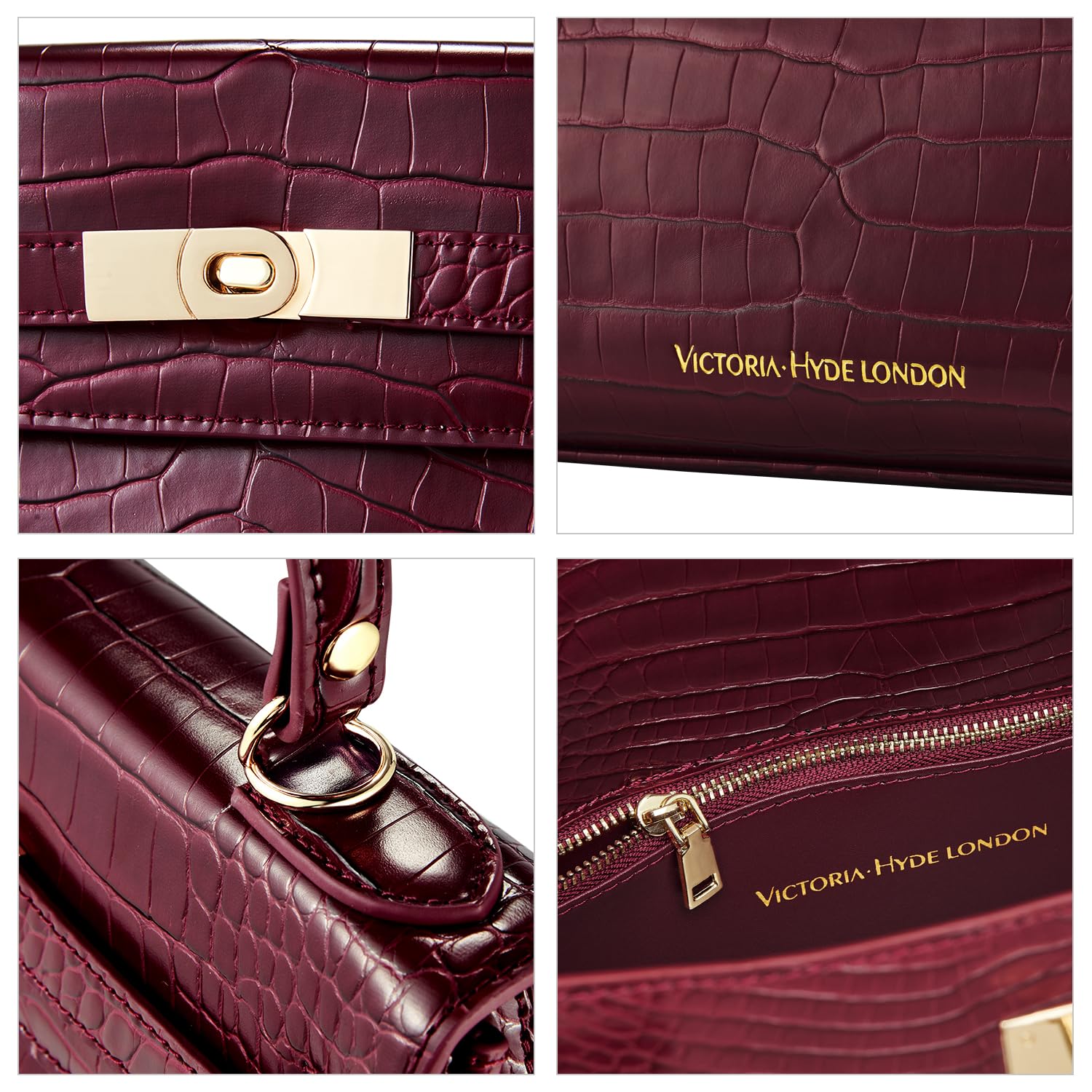 VICTORIA HYDE Women's Leather Satchel Handbag - Top Handle Purse for Work & Travel - Elegant Red Crossbody Bag for Office, Commute & Daily Use