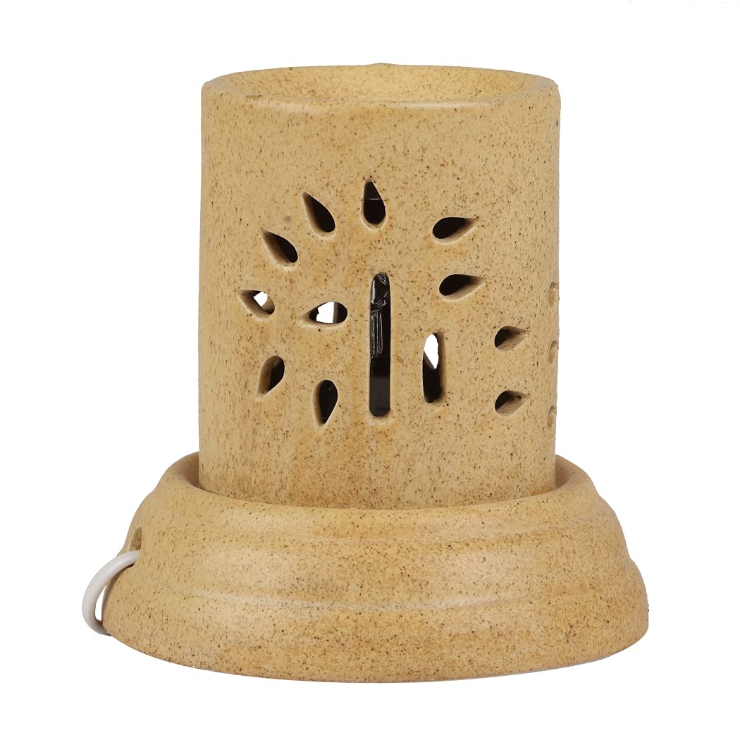 CEC Electric Aroma Diffuser - Round Small Cut Design Essential Oil Diffuser & Burner, Brown (1 Pack) - Perfect for Home, Office, Yoga & Spa Relaxation