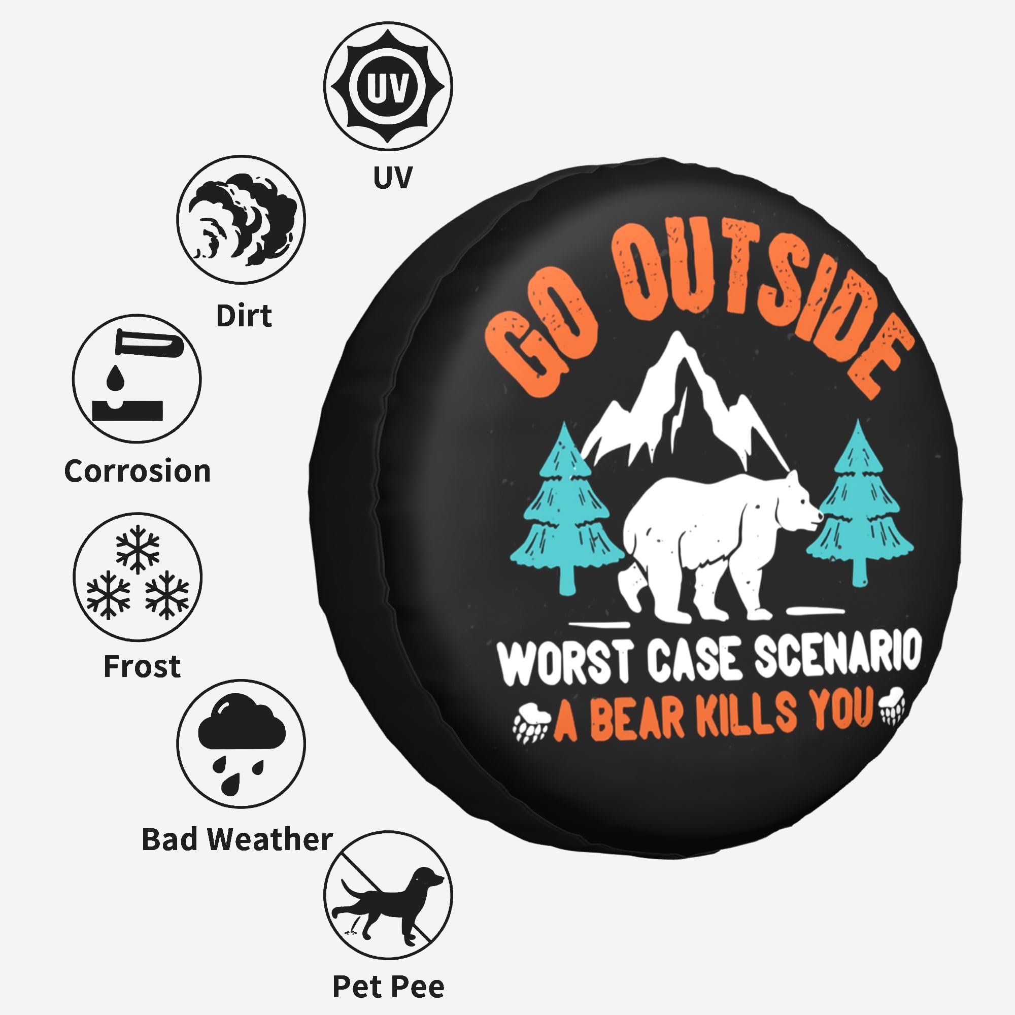 15 Inch RV Spare Tire Cover - Durable Camper Wheel Protector for Travel Trailers, SUVs & Trucks | Waterproof & UV Resistant | Perfect for Outdoor Adventures & Road Trips