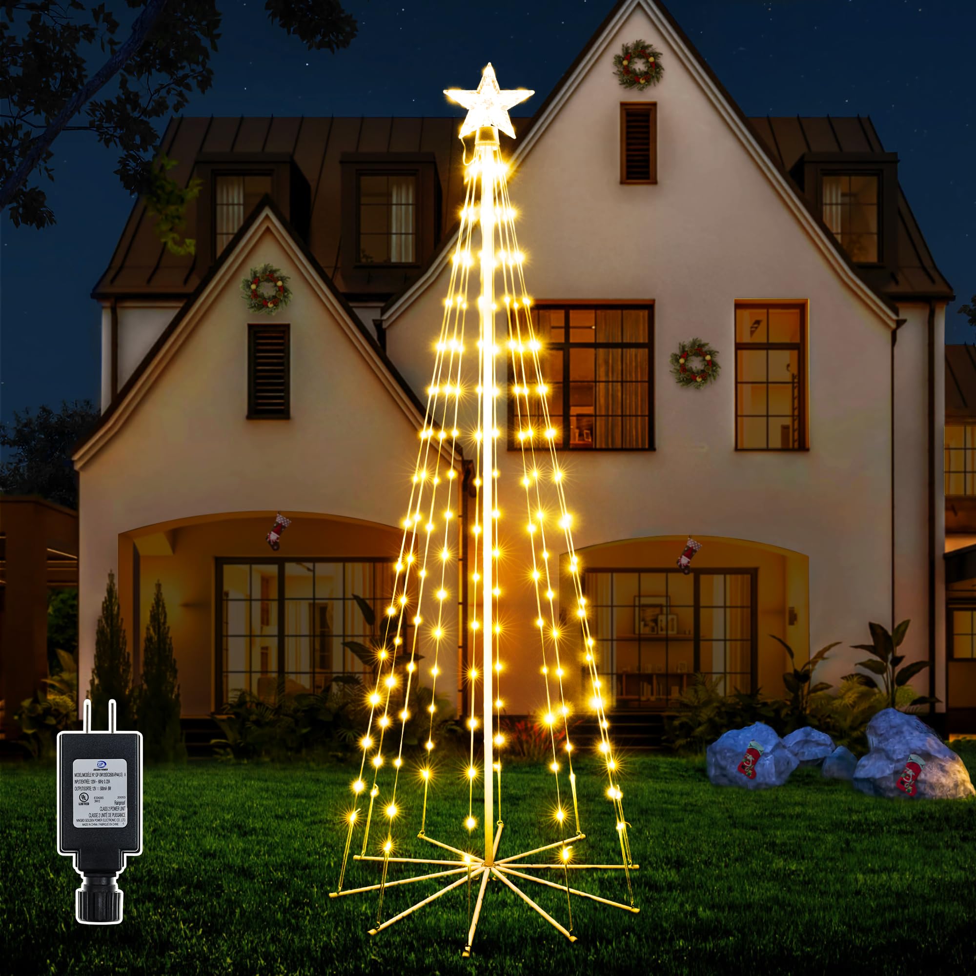 ShineShine 140 LED Christmas Tree Lights - Warm White Waterproof Outdoor/Indoor Holiday Decor with 8 Lighting Modes | Perfect for Xmas Tree, Yard, Porch & Home Decoration