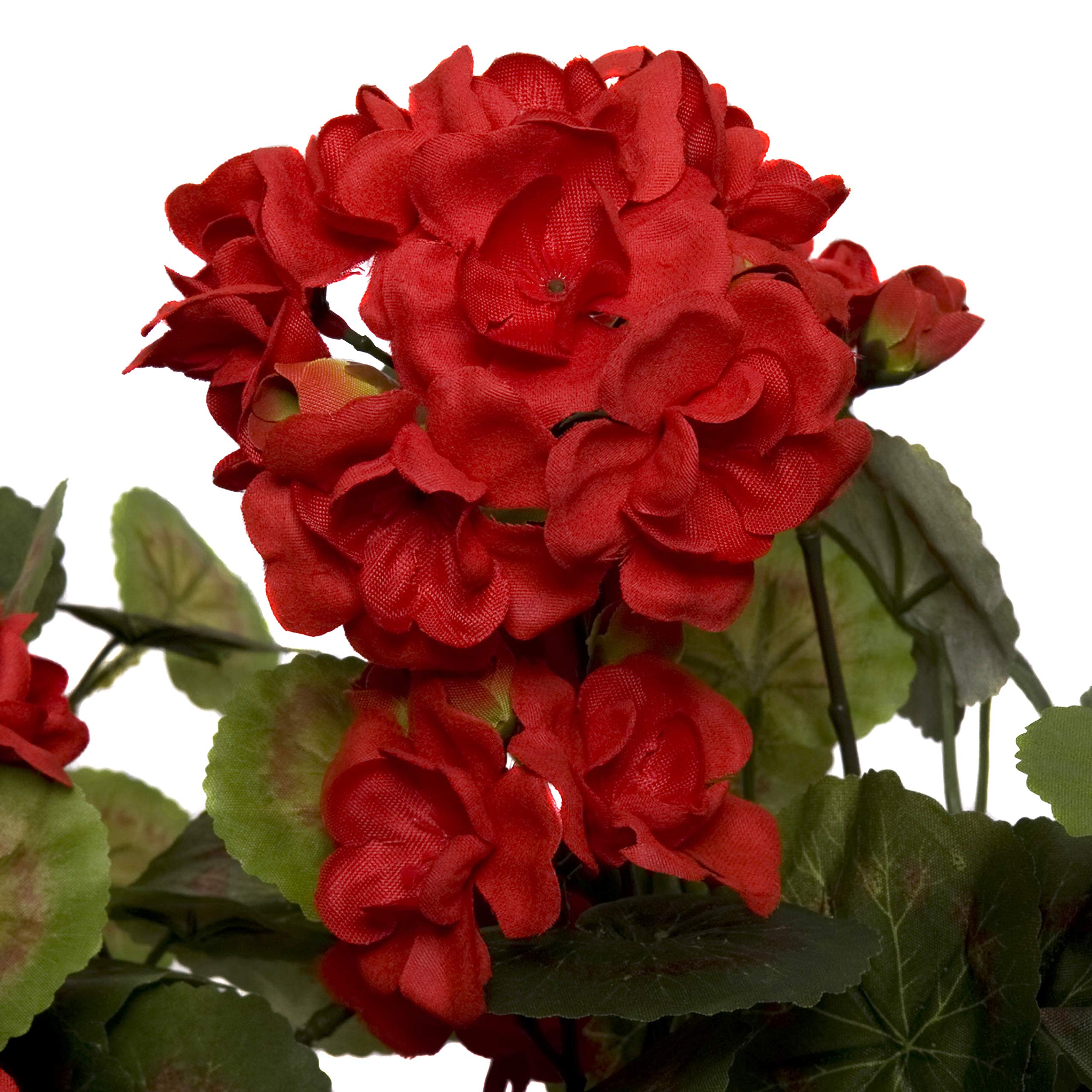 Red Artificial Geraniums in Rustic Tin Planter - 18 Inch Faux Flowers for Window Box Decor, Home & Garden, Wedding Centerpieces, and Outdoor Patio Decorations